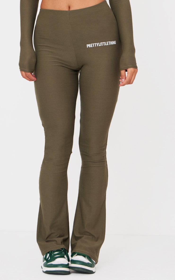 Khaki Cotton High Waist Flared Pants image 2