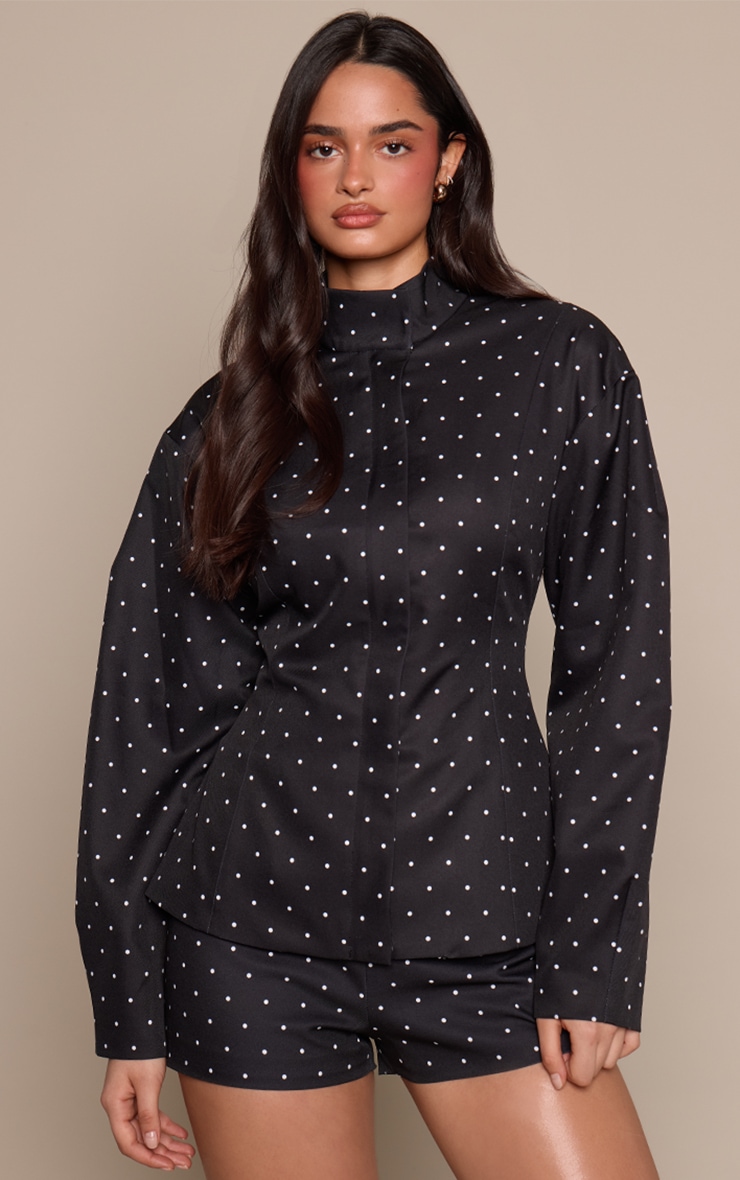 Black Polka Dot Tailored Short image 4