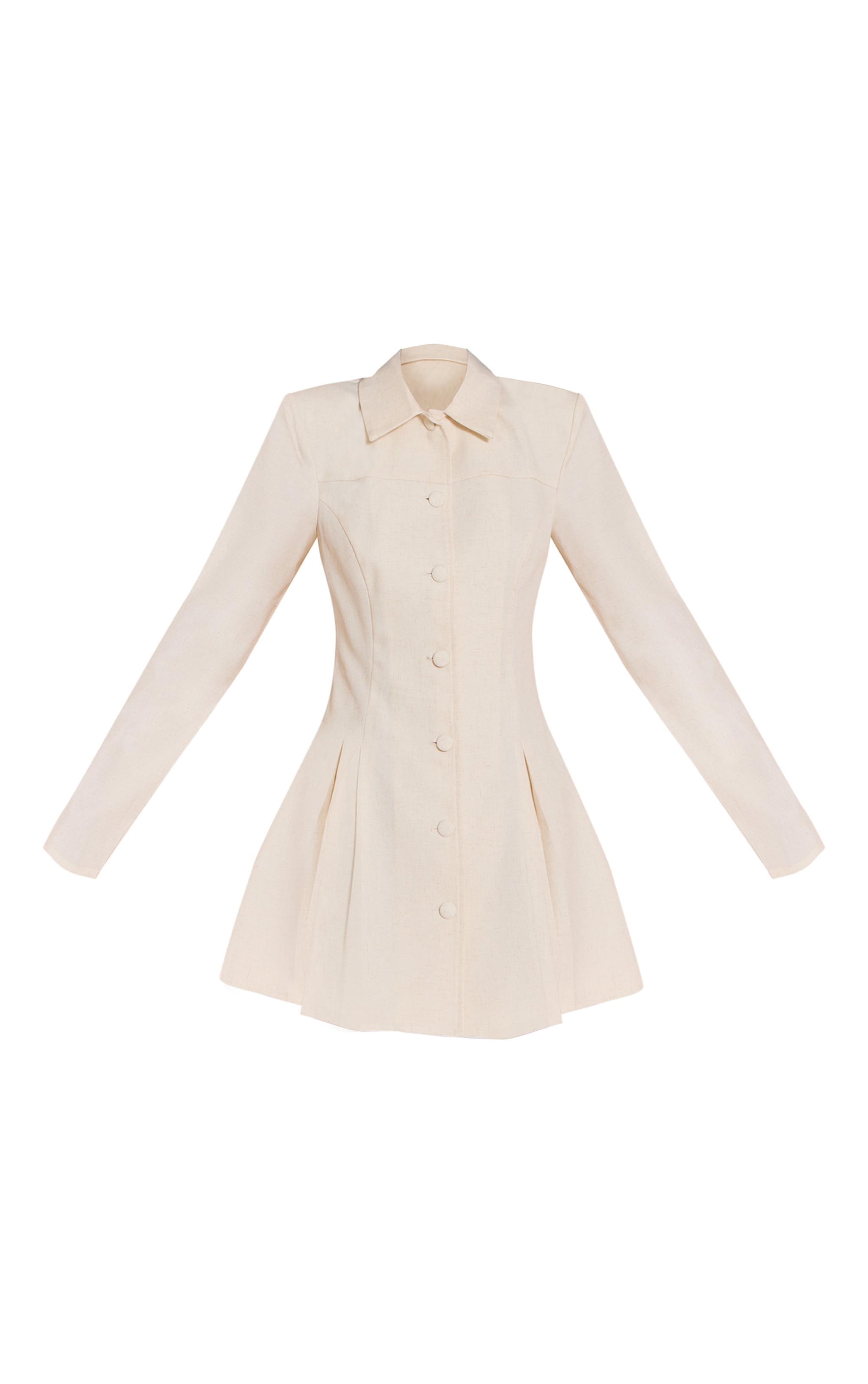Cream Button Up Pleated Shirt Dress image 5