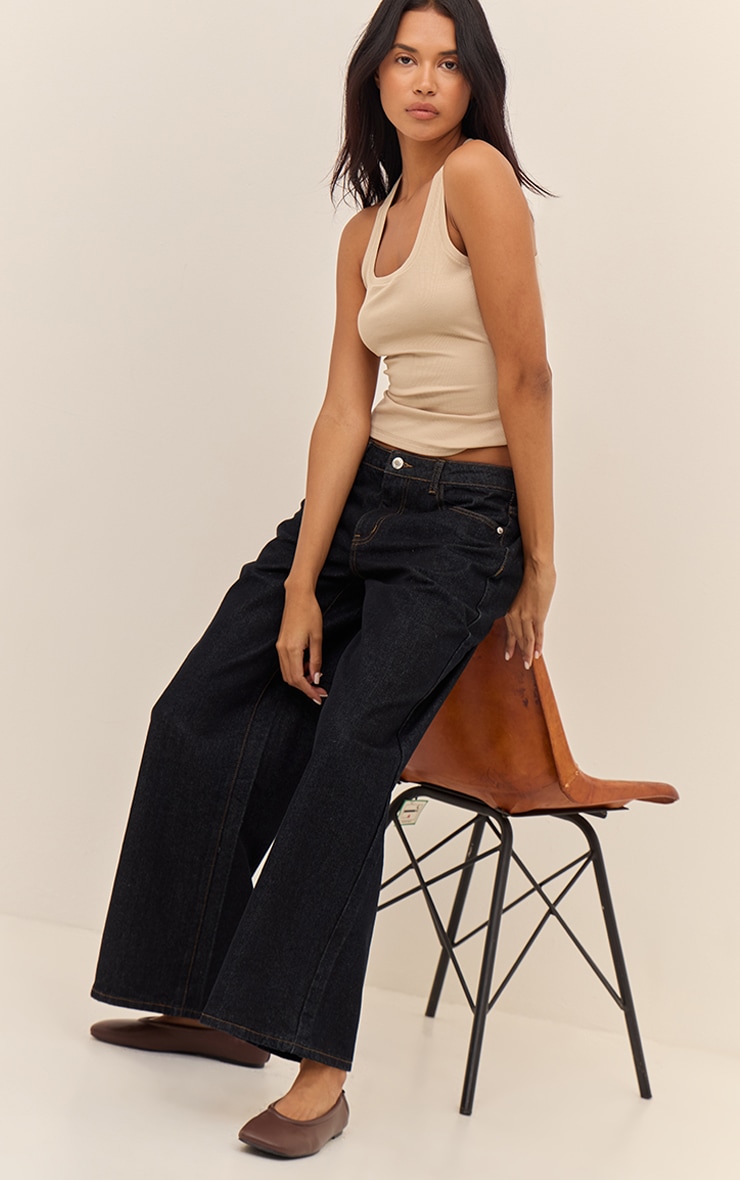 Oatmeal Soft Rib Scoop Neck Vest Top image 3