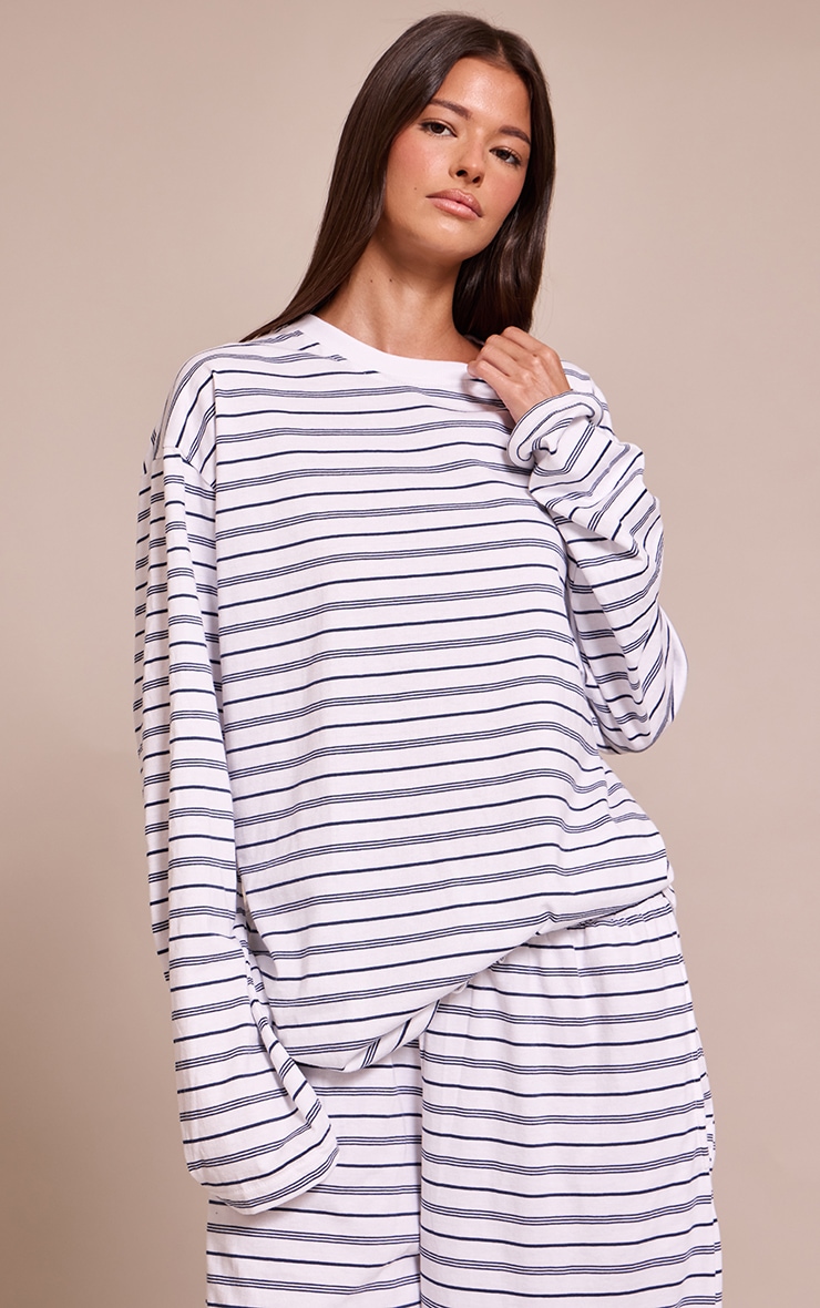 Navy Striped Long Sleeved Top image 4