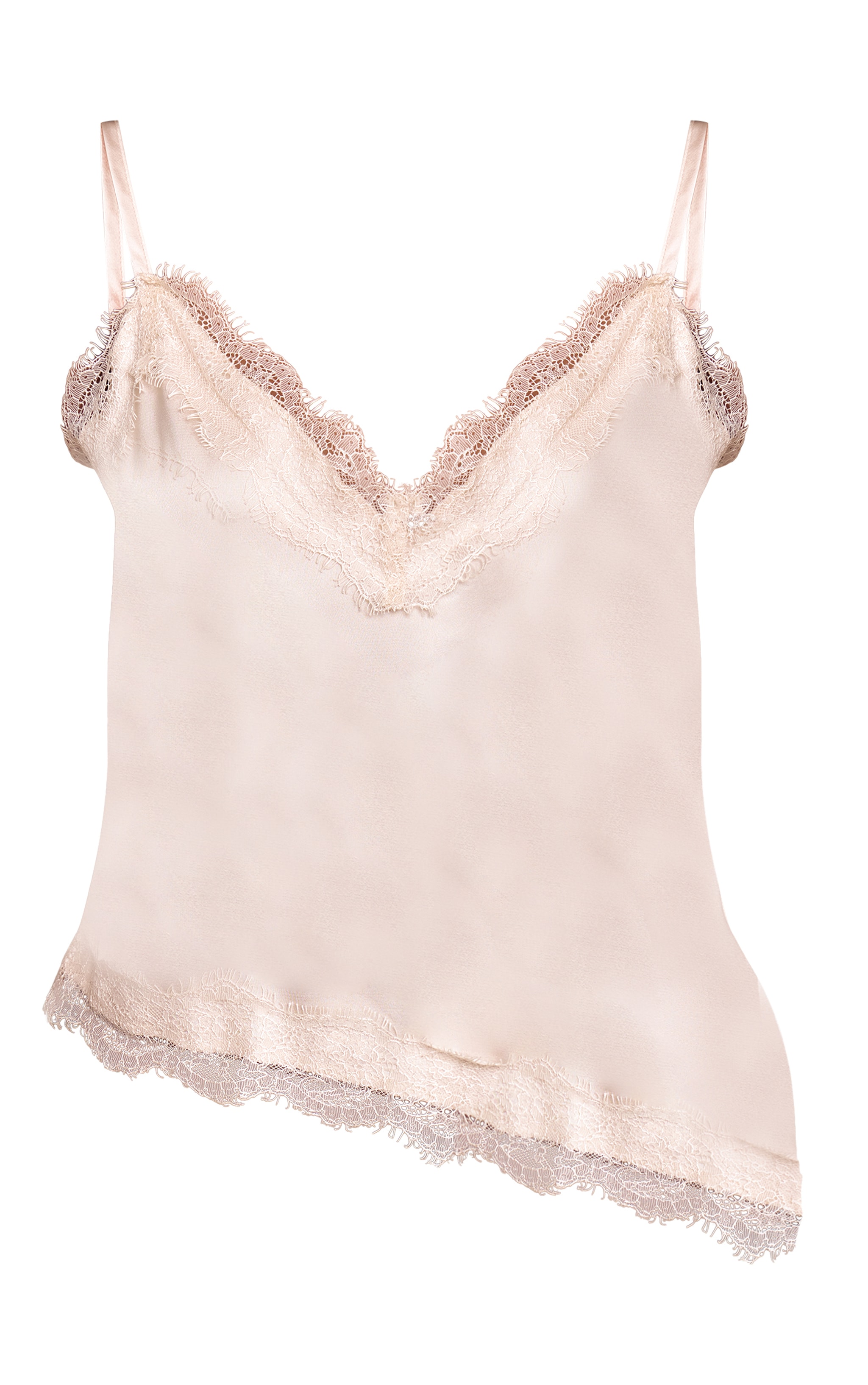 Petite Champagne Asymmetric Lace Trim Cami Top image 5