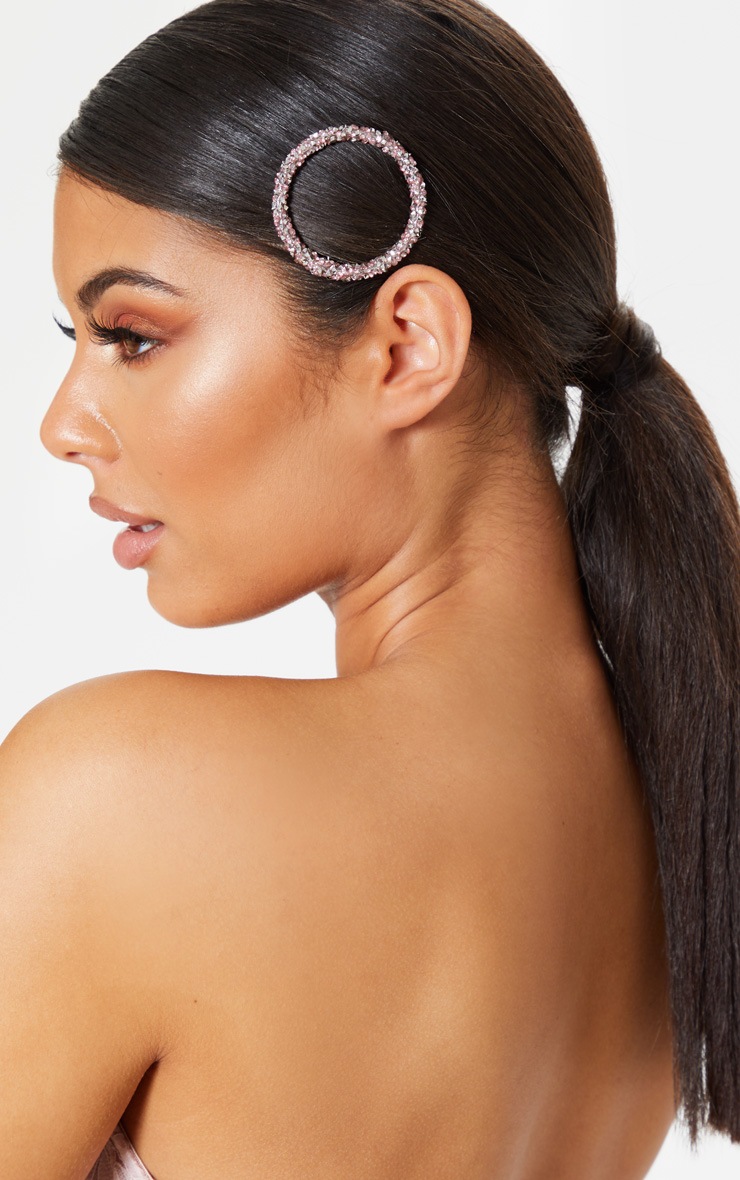 Pink Glitter Circle Hair Clip