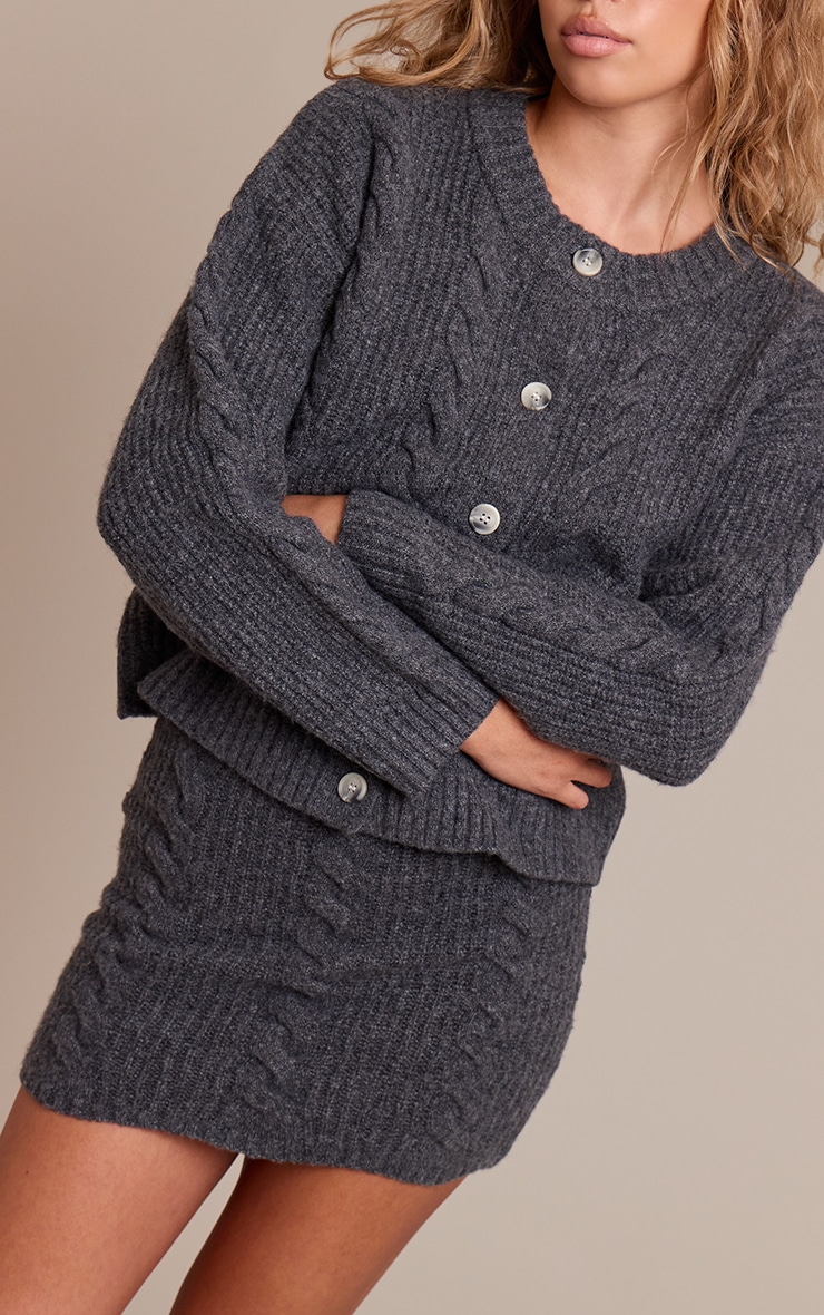 Charcoal Cable Knit Mini Skirt image 2