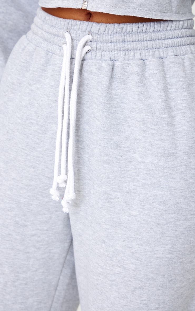 Petite Grey Drawstring Waist Wide Leg Sweatpants image 4