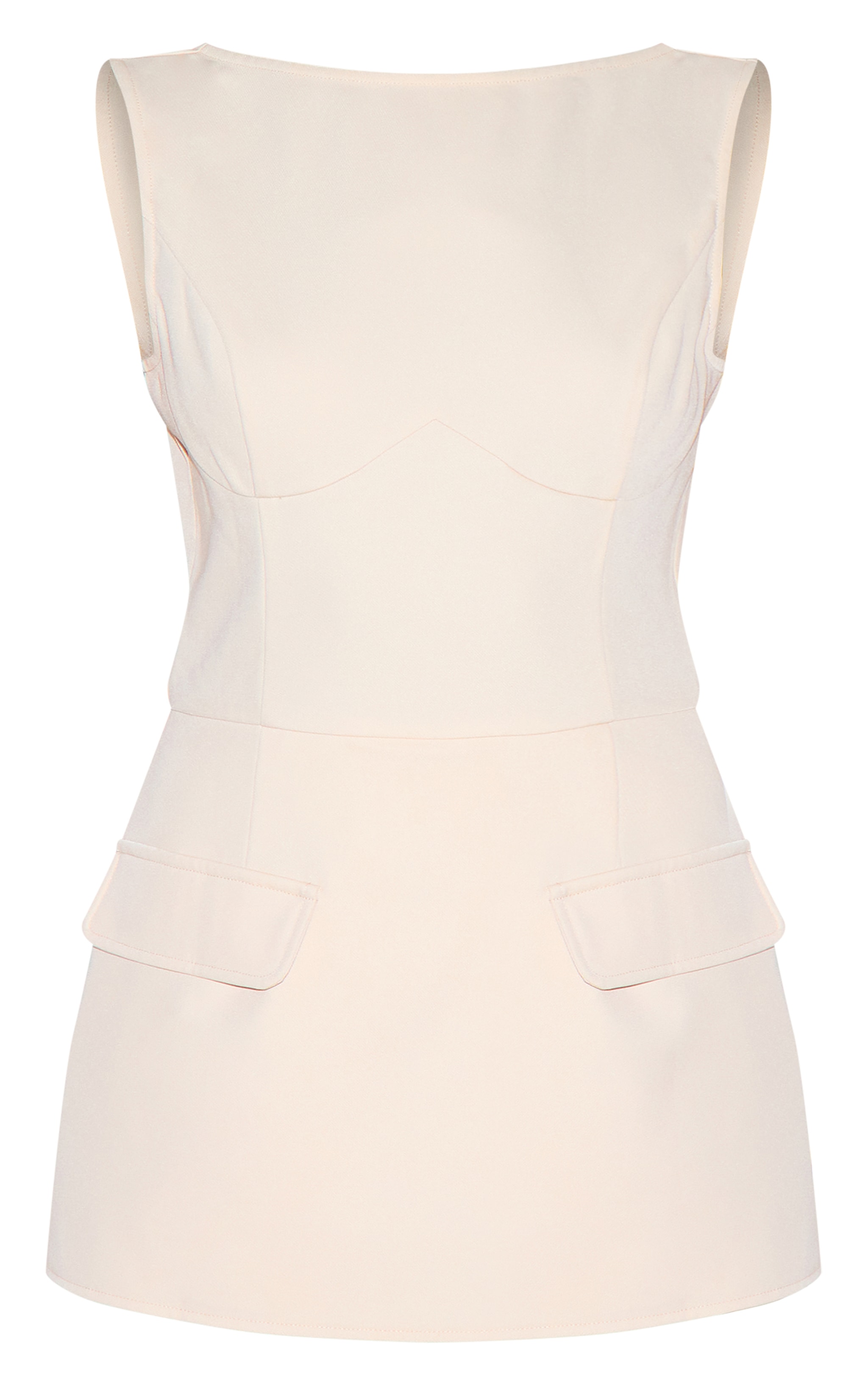 Almond Woven Pocket Detail Sleeveless Skort Romper image 5