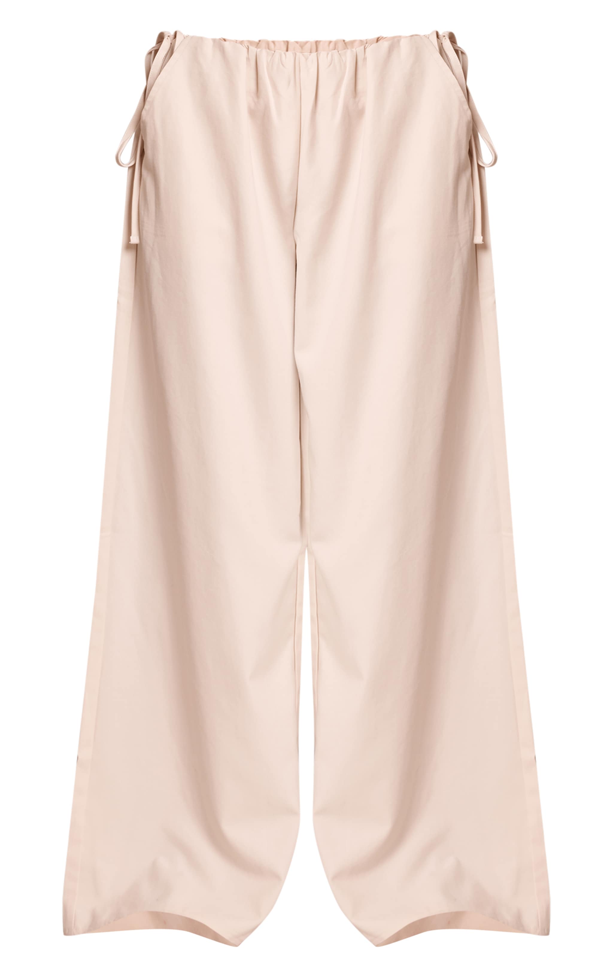 Cream Woven Side Tie Detail Wide Leg Pants image 5
