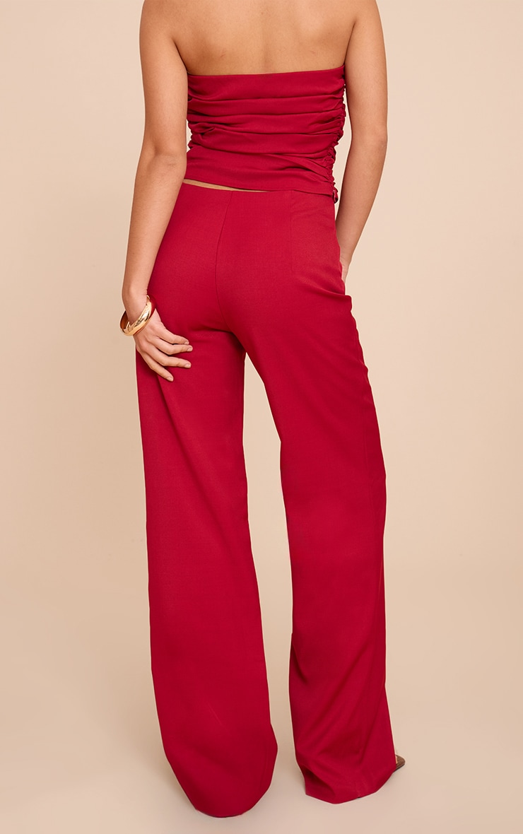 Red Tailored Woven Woven Straight Leg Pant image 3