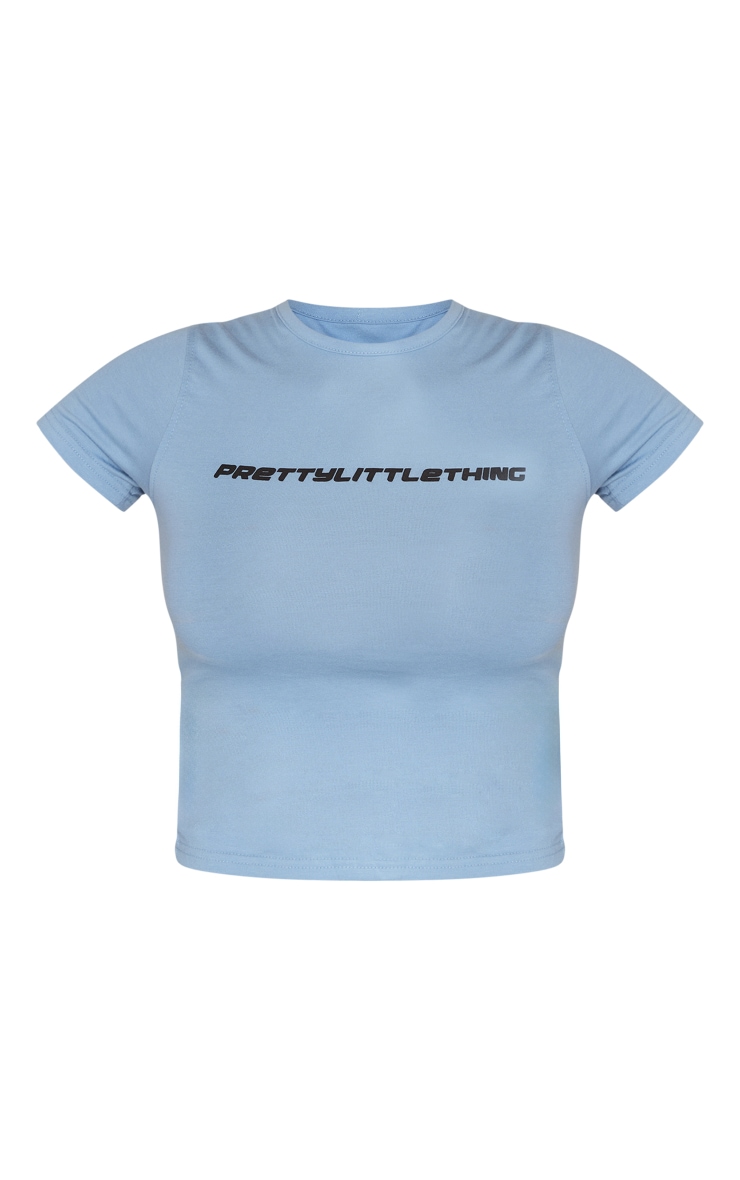 PRETTYLITTLETHING Dusty Blue Puff Print Fitted T Shirt image 5