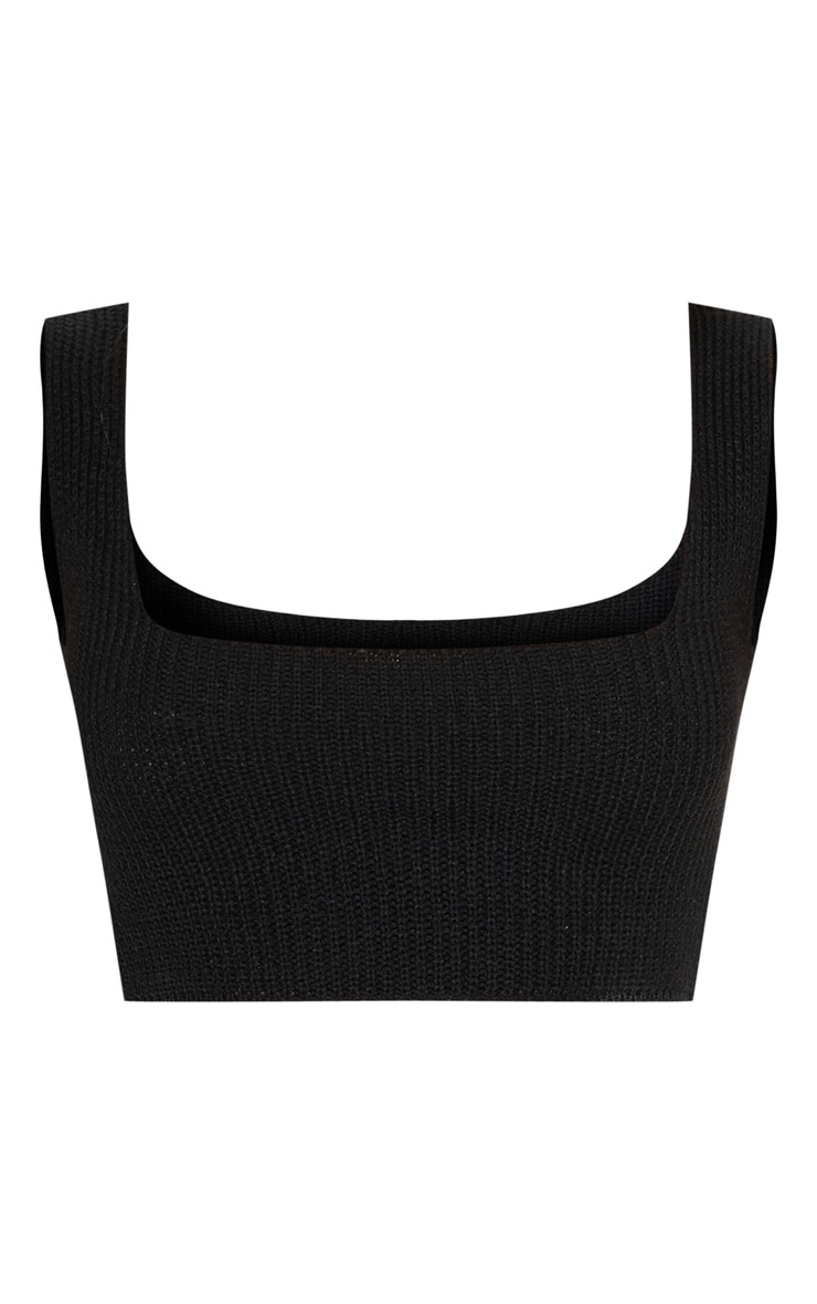 Black Square Neck Knitted Top Knitwear PrettyLittleThing