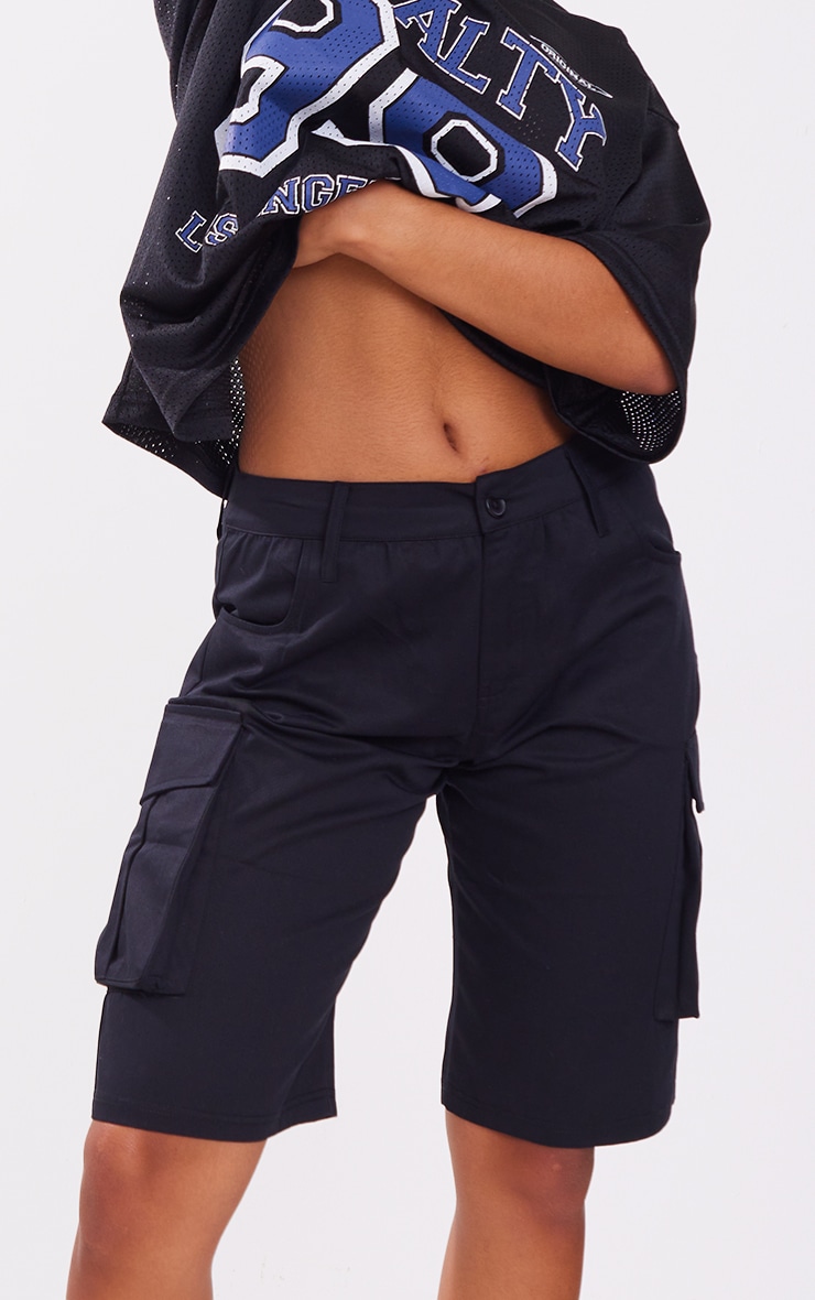 Black Oversized Cargo Long Shorts image 5