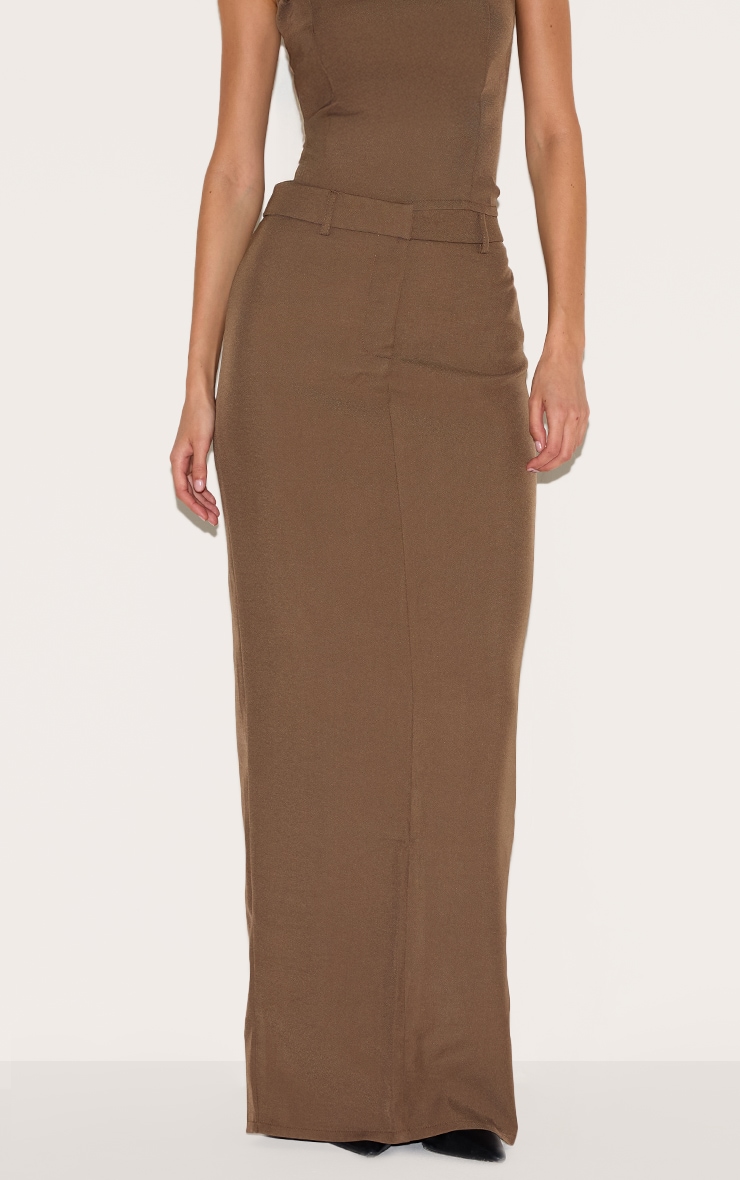 Chocolate Tailored Woven Maxi Skirt image 2