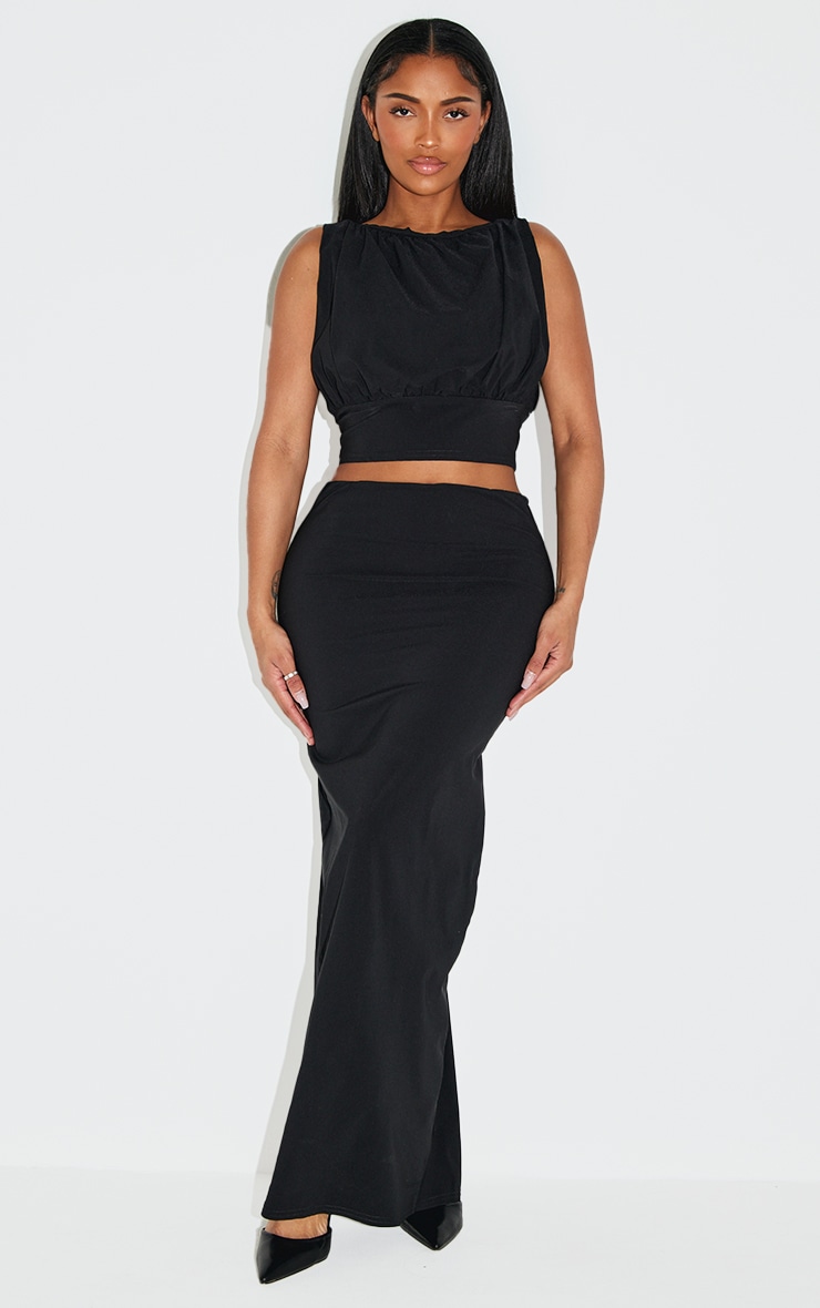 Shape Black Stretch Woven Ruched Bust Top image 3