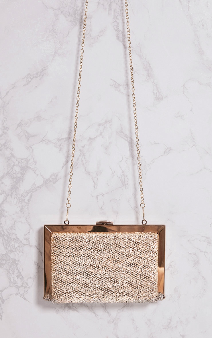 Gold Glitter Metal Clutch Bag Accessories PrettyLittleThing IE