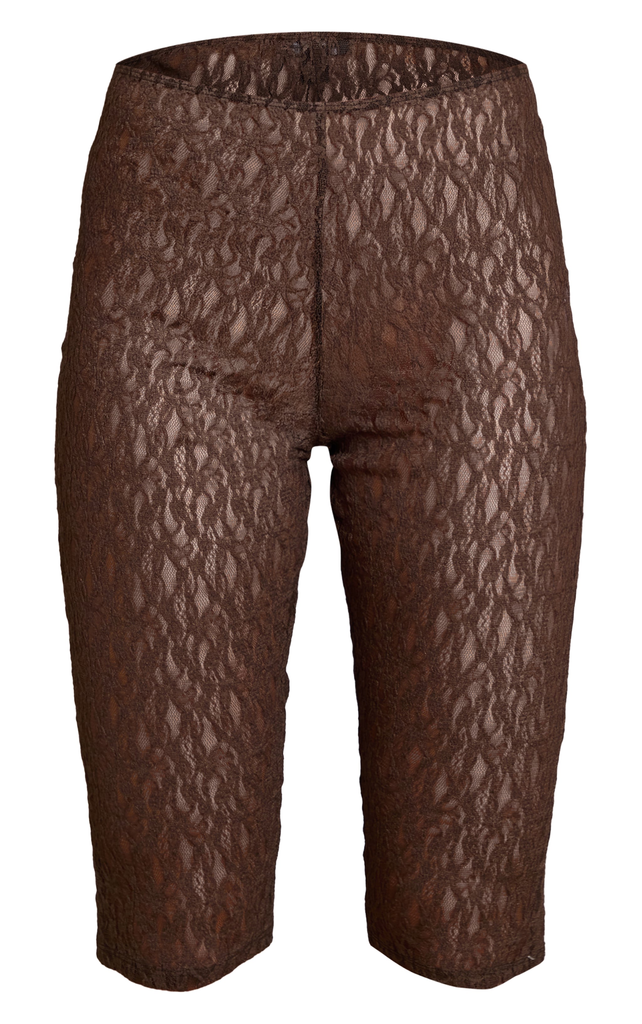 Chocolate Textured Sheer Lace Capris image 5
