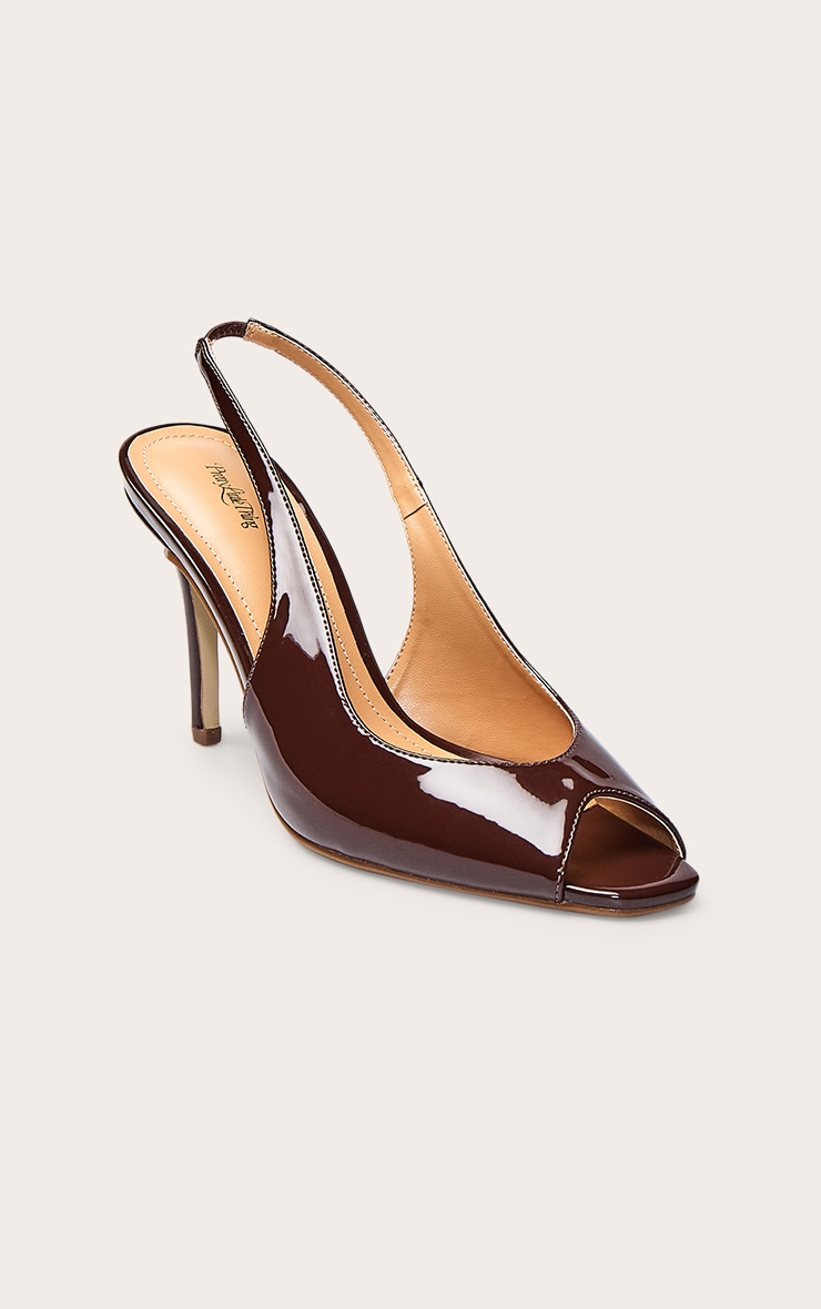 Talons chocolat à bout découpé et bride derrière image 3