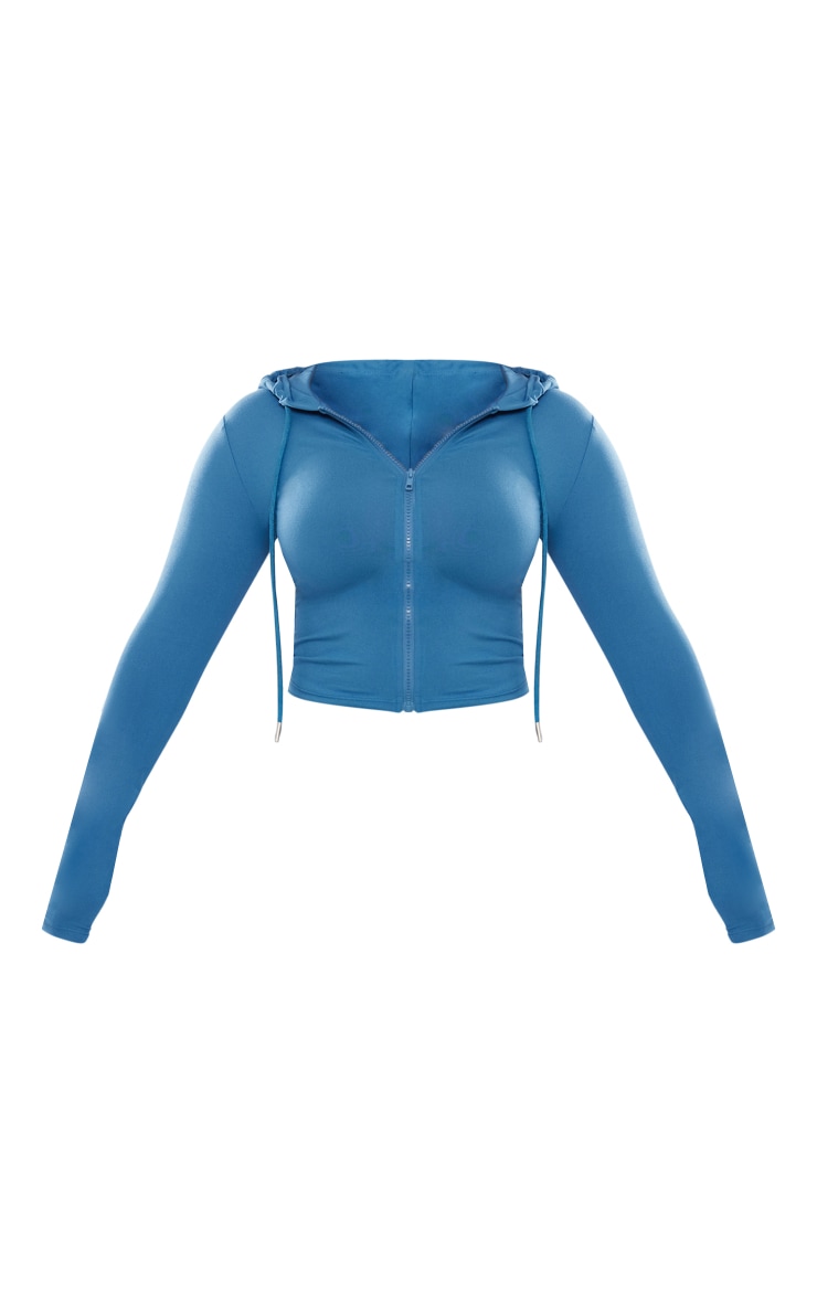 Shape Petrol Blue Sculpted Zip Through Hoodie image 5