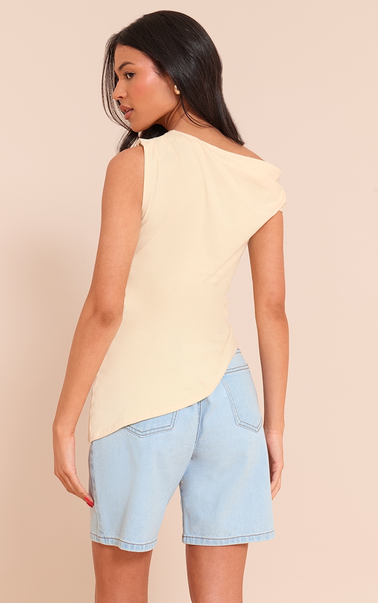 Tall Almond Asymmetric Shoulder Extreme Longline Top image 2