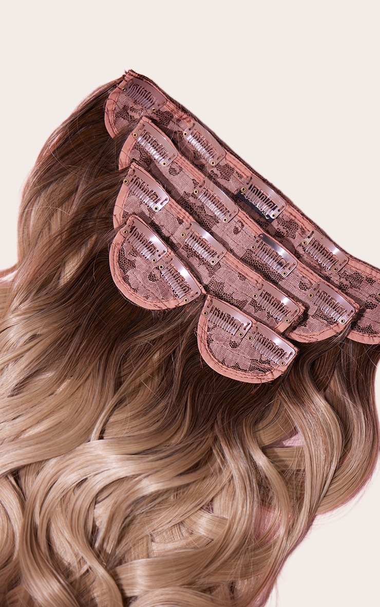 Lullabellz 22" 5 Piece Super Thick Rooted Wavy Blow Dry Clip In Hair Extensions California Blonde image 5