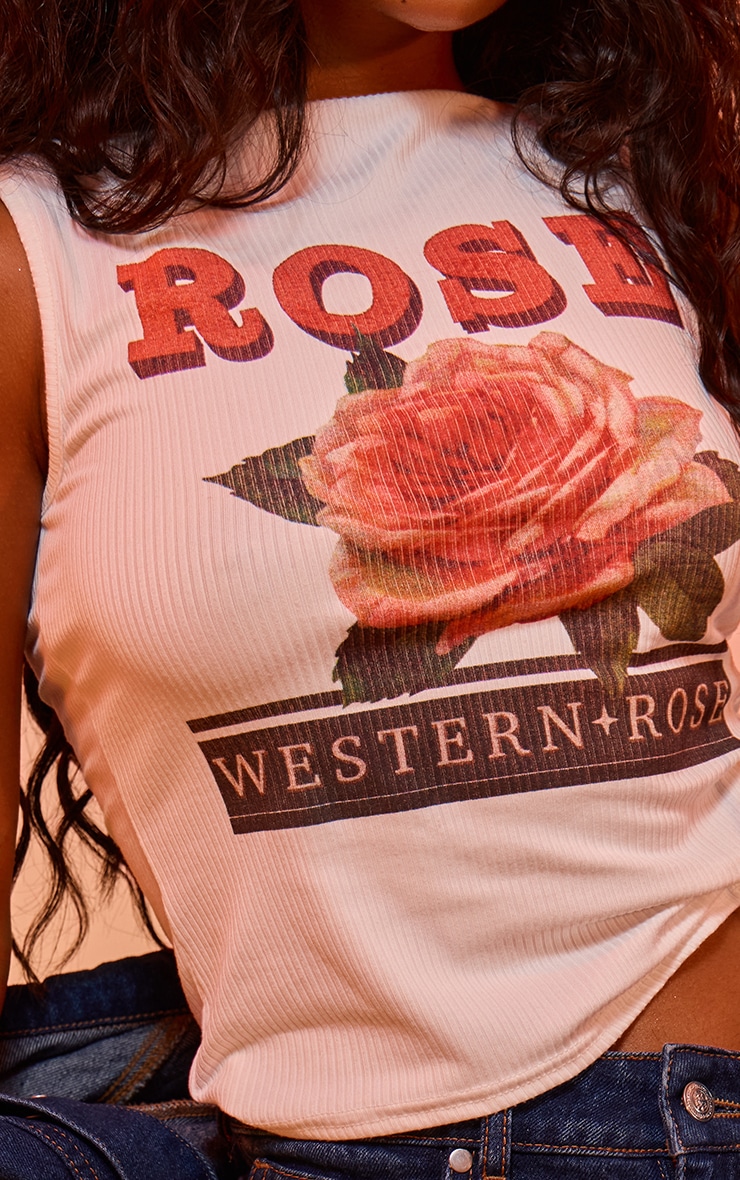 White Rose Graphic Vest Top image 4