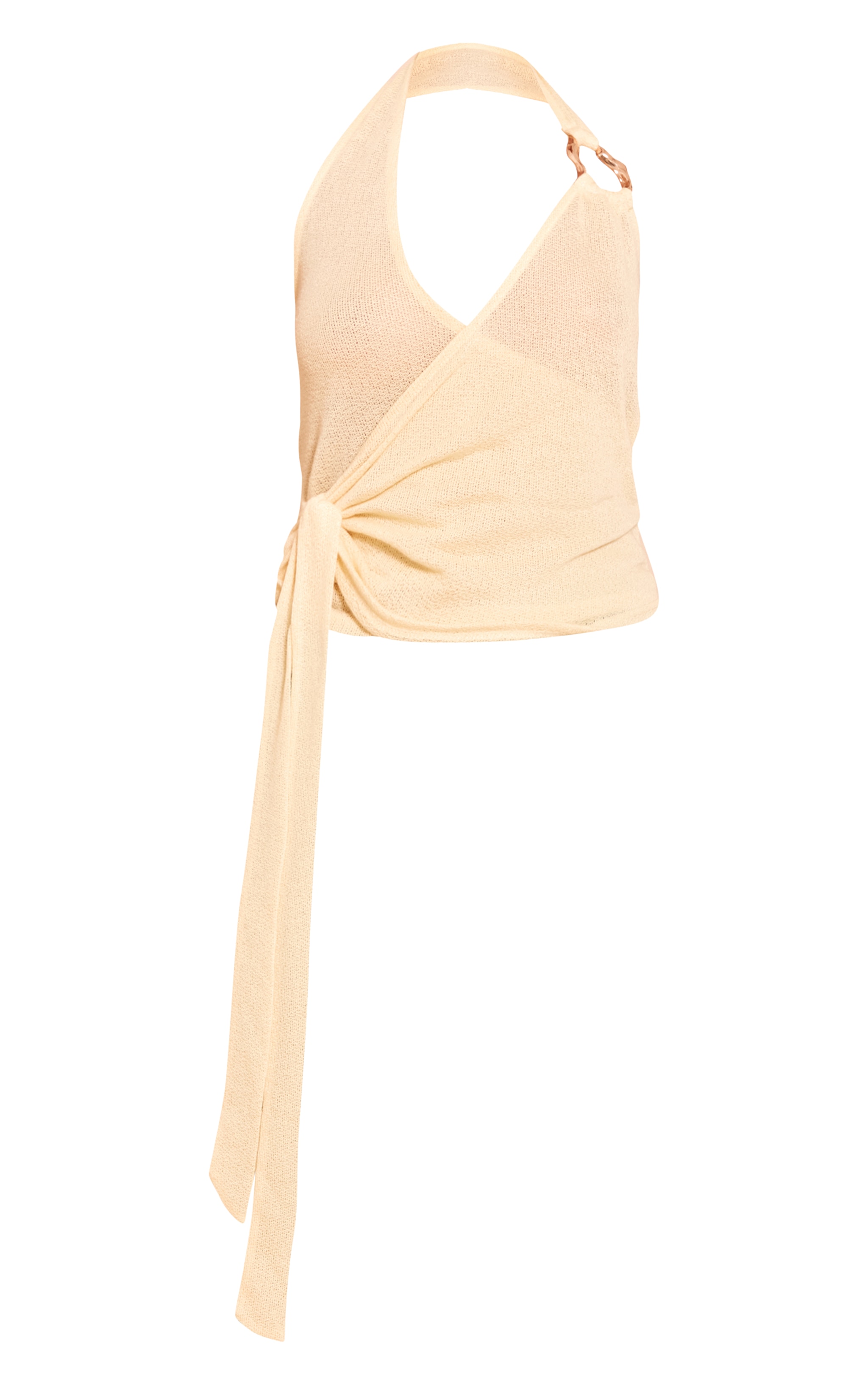 Lemon Tie Detail Halter Neck Trim Knit Top image 5