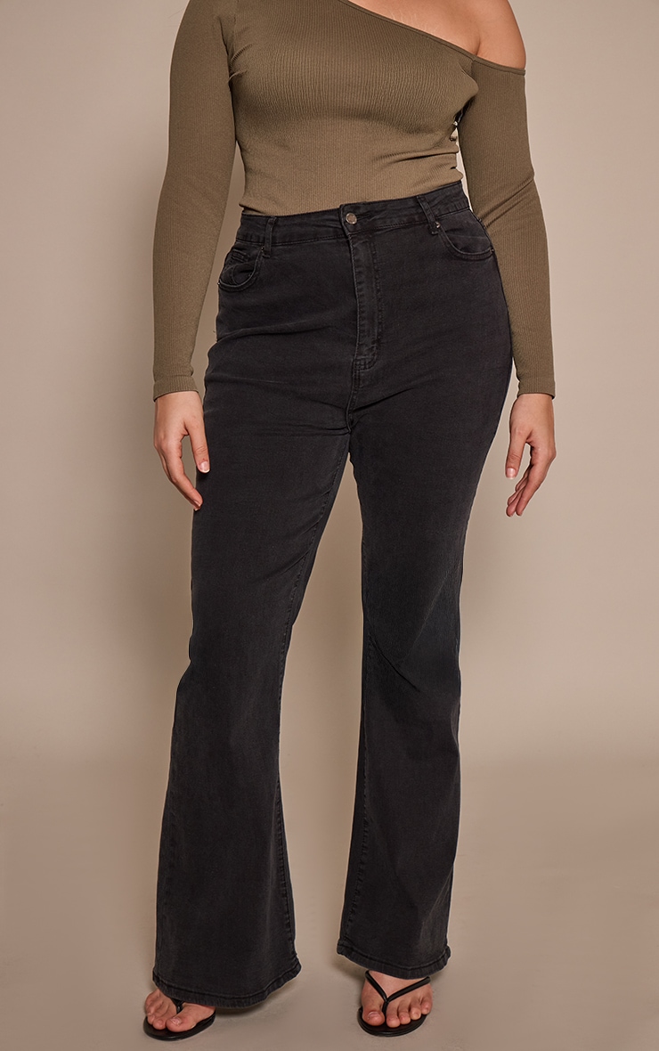 Plus Black Flare Denim Jeans image 2