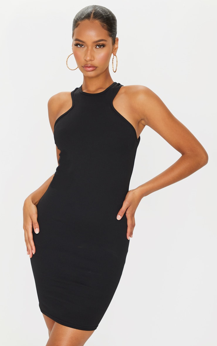 Robe moulante noire à col nageur