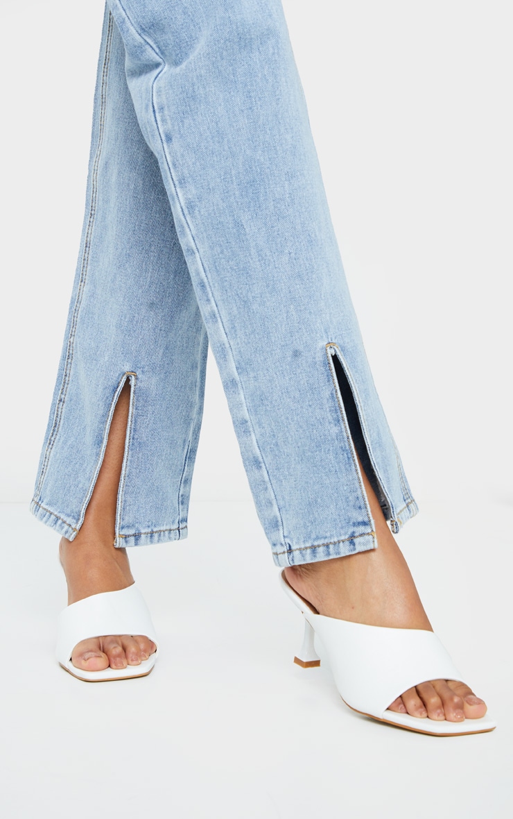 White Asymmetric Low Heel Mules Shoes PrettyLittleThing USA