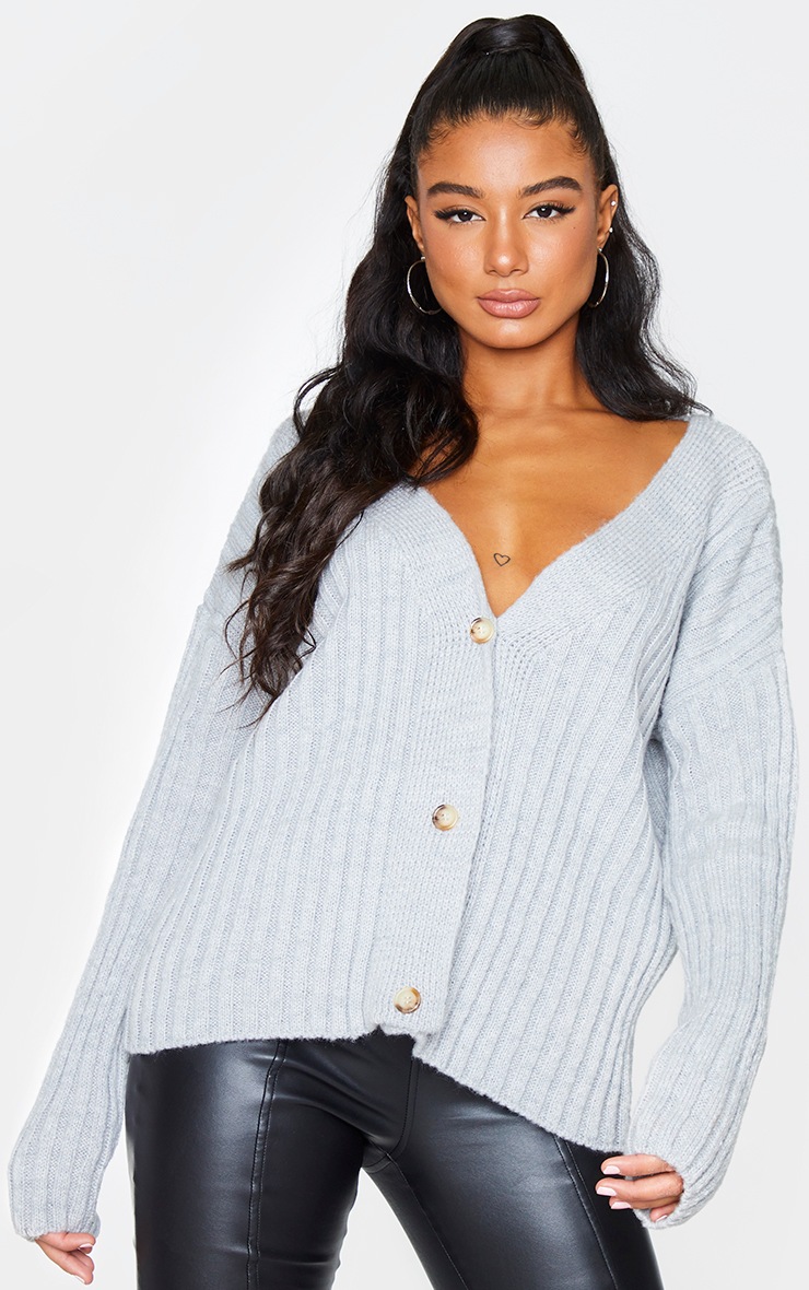 Cardigan en maille douce oversize grise