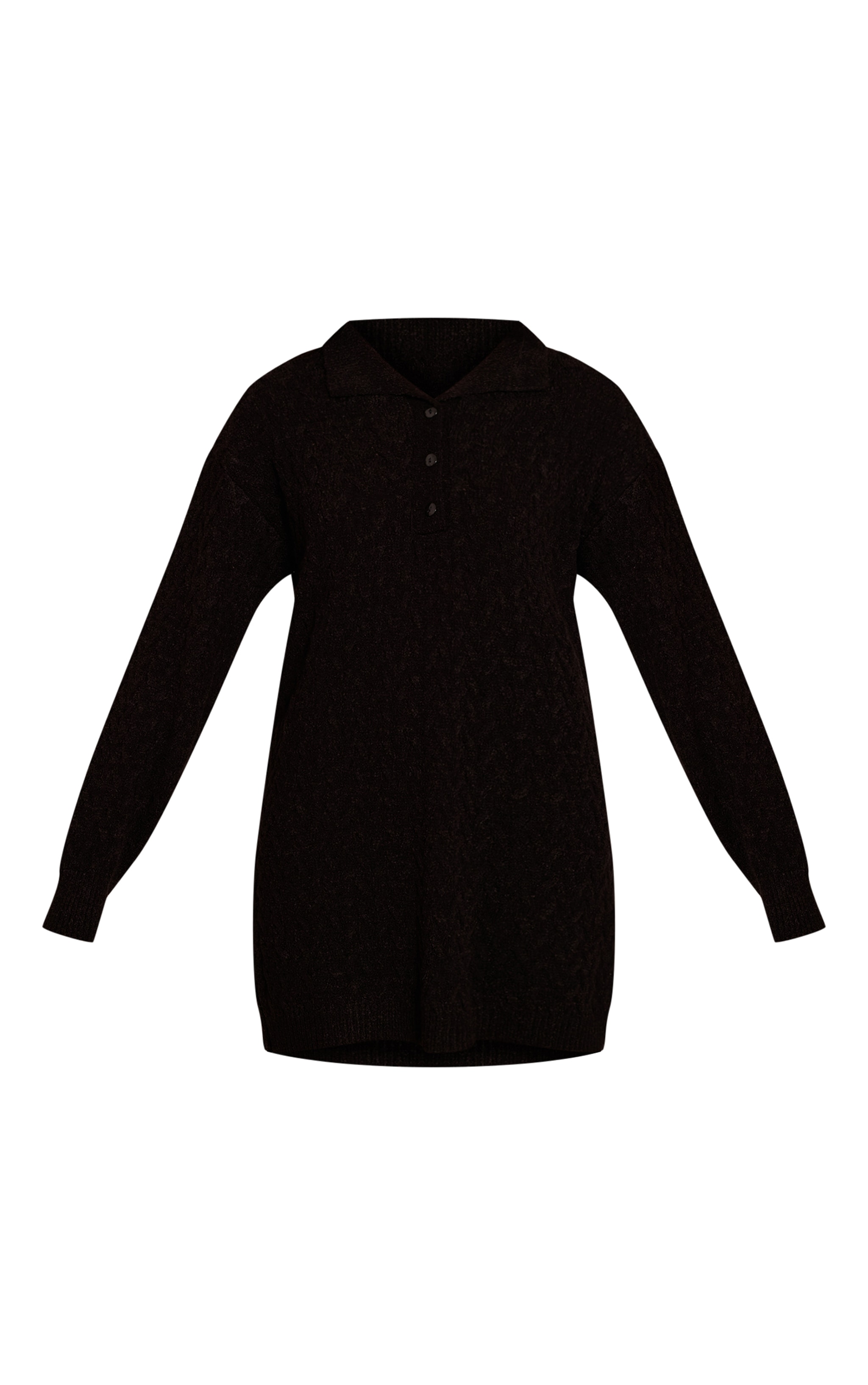 Mini robe chemise en maille tricot bouclée torsadée noire image 5