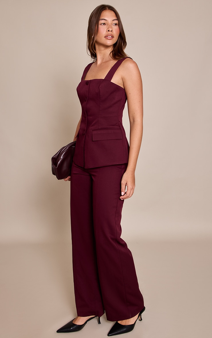 Dark Plum Seam Detail Pants image 2