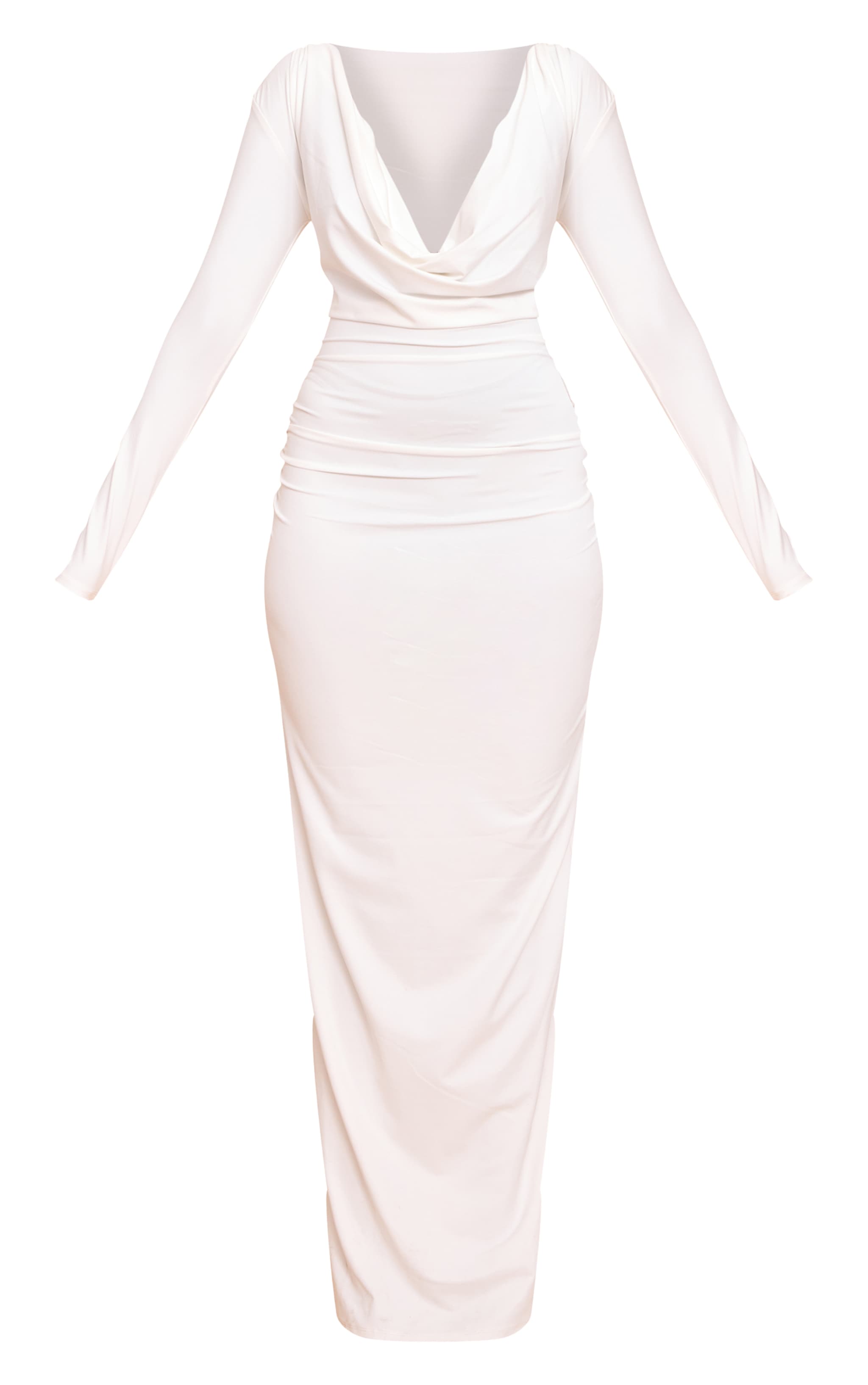  Cream Soft Touch Cowl Neck Long Sleeve Maxi image 5