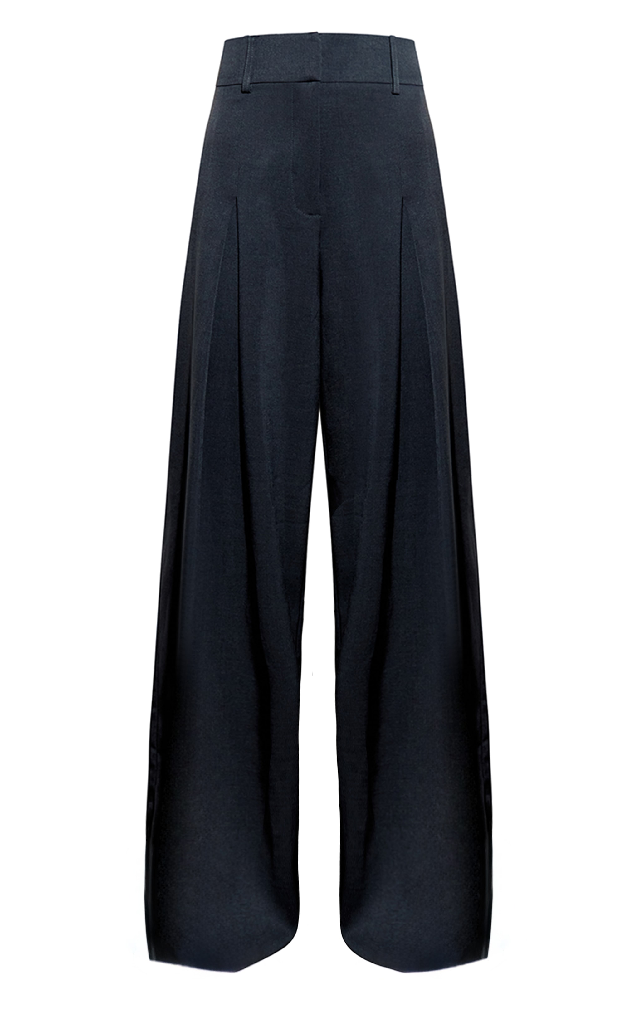 Navy Pleated High Rise Wide Leg Pants image 5