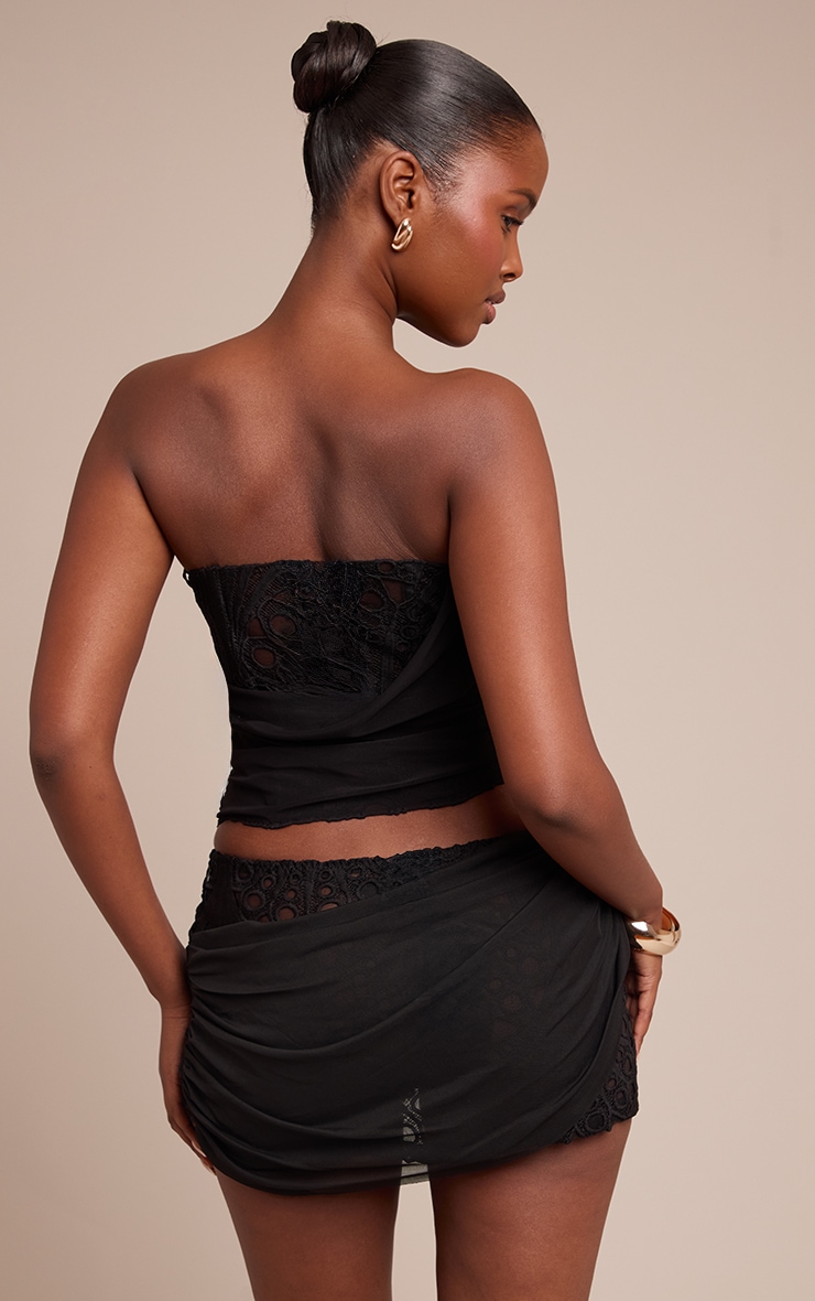 Black Floral Lace Drape Detail Corset image 2