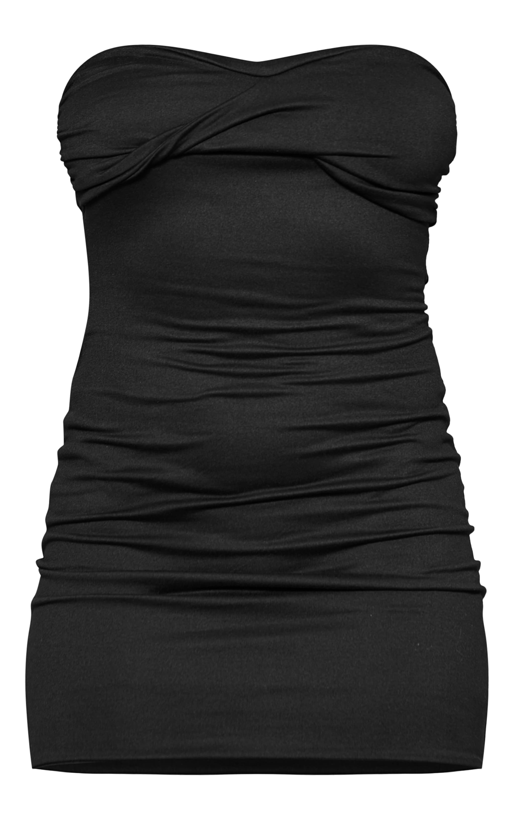 Black Double Contour Twist Bandeau Bodycon Dress image 1