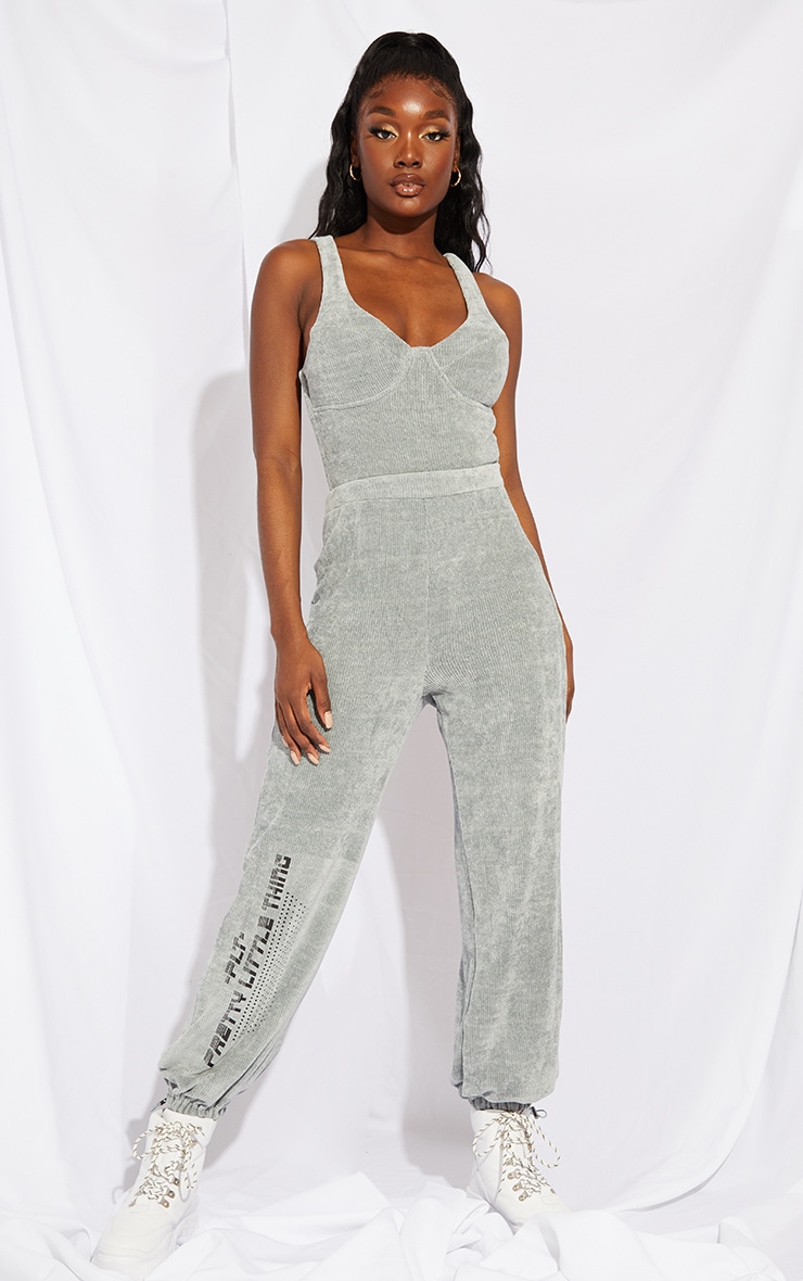 Tall Grey Chenille Oversized Joggers