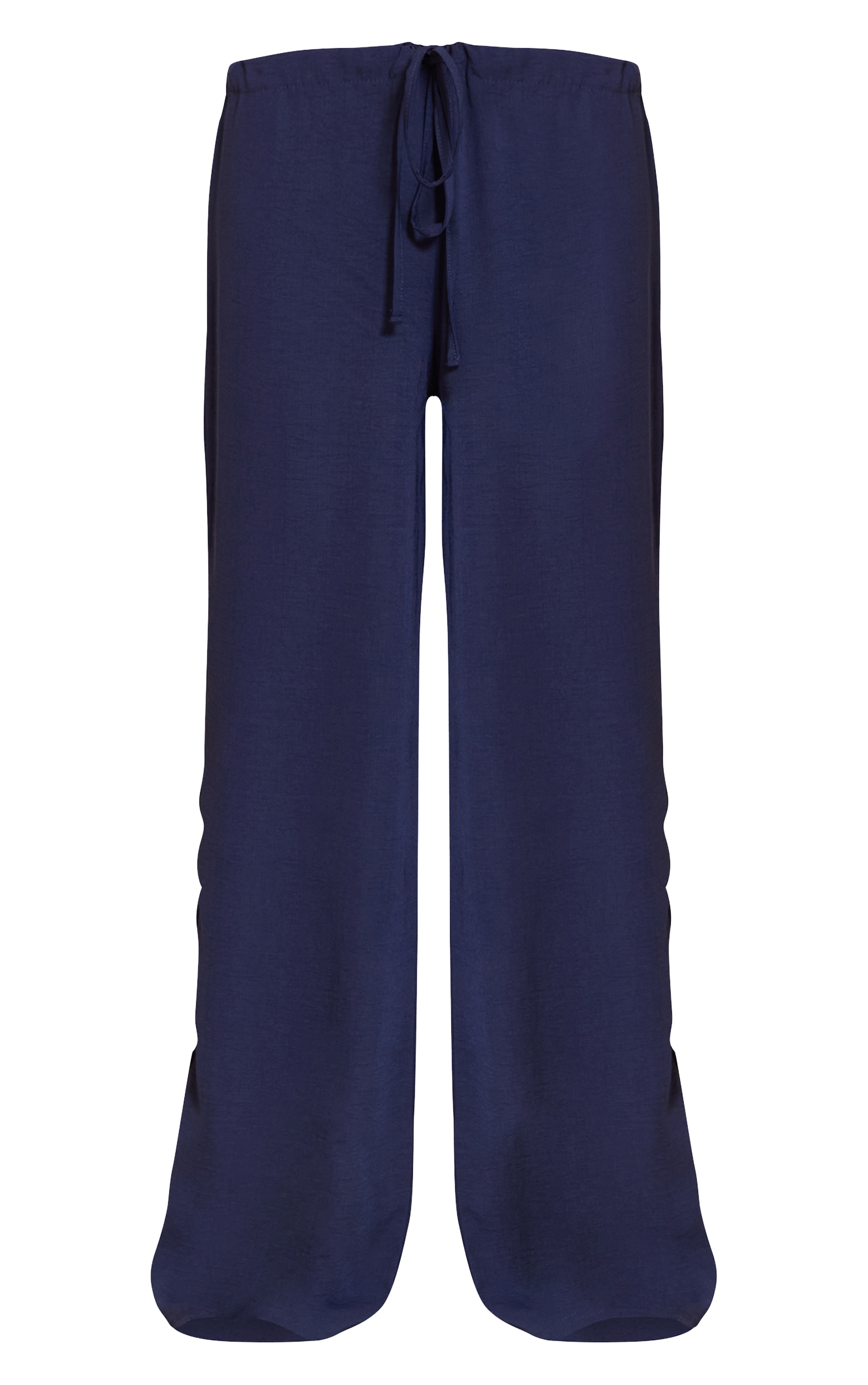 Pantalon fluide bleu marine à taille fine et cordons ajustables image 5