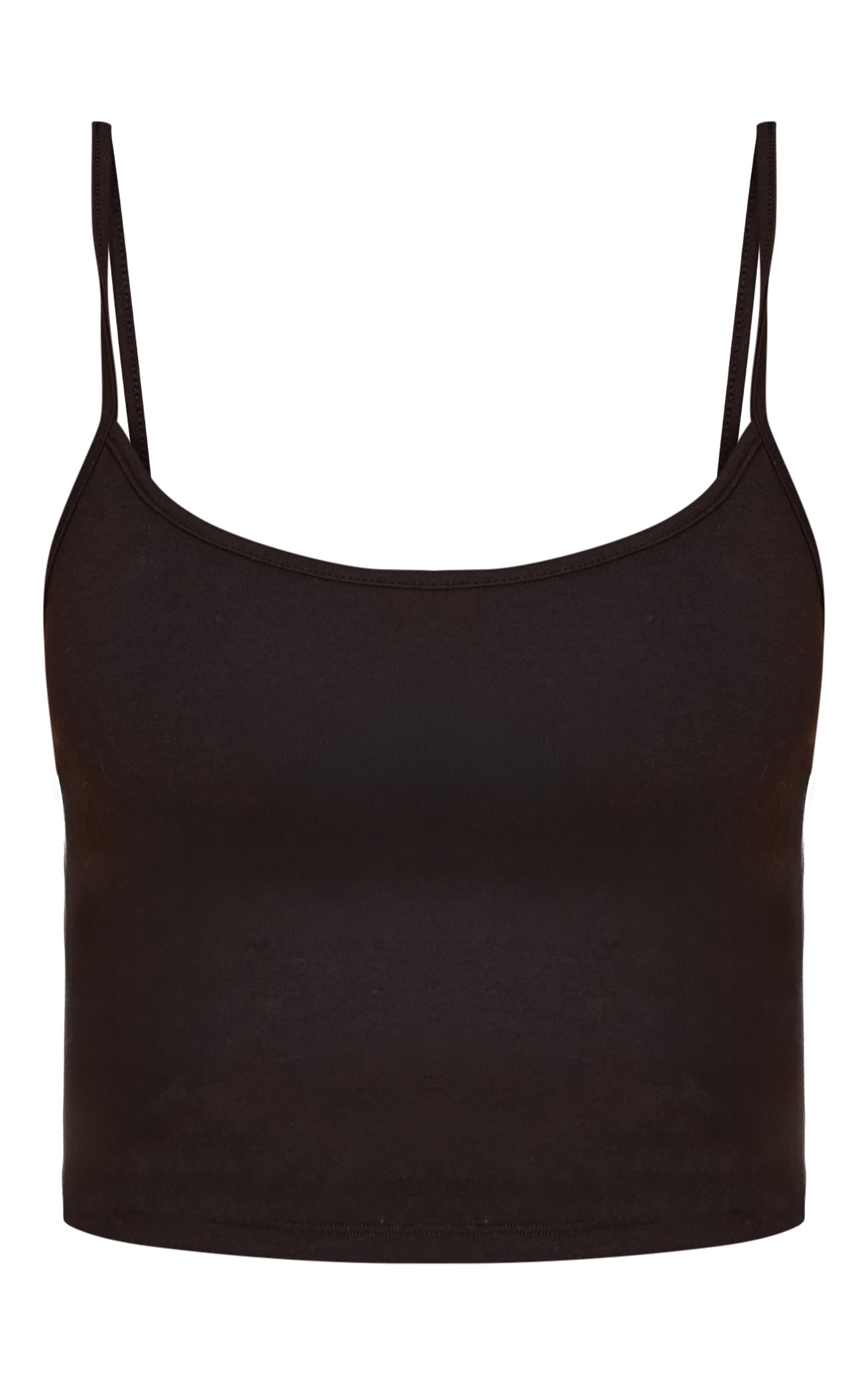 Petite Black Soft Cotton Strappy Vest Top image 5
