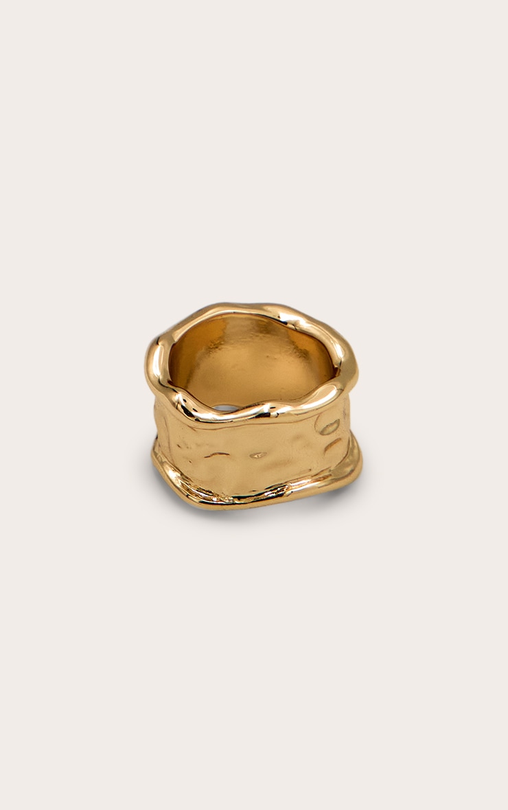 Gold Molten Textured Abstract Ring image 2