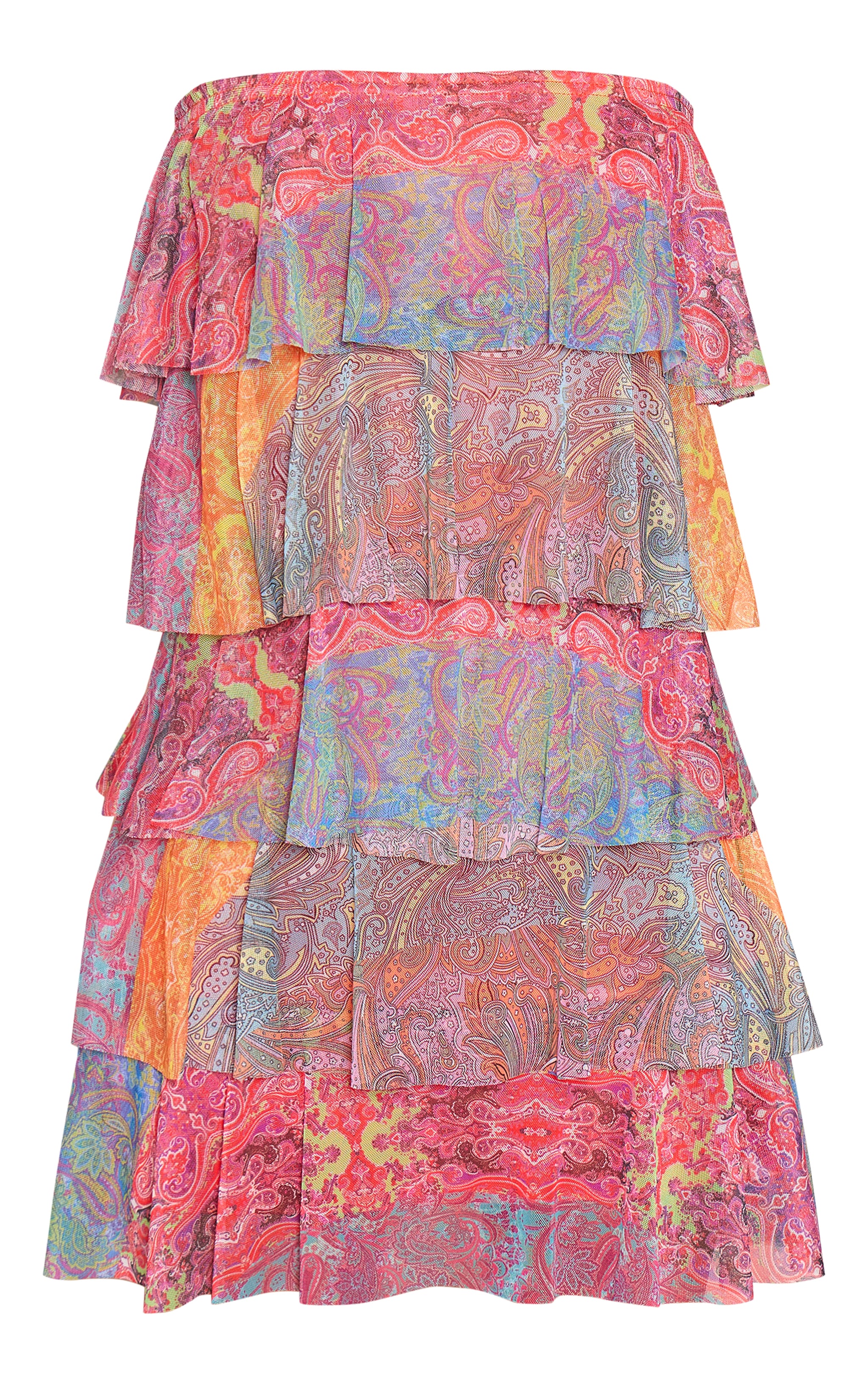 Mini robe bandeau tutu en mesh multicolore imprimé à parties contrastantes image 5