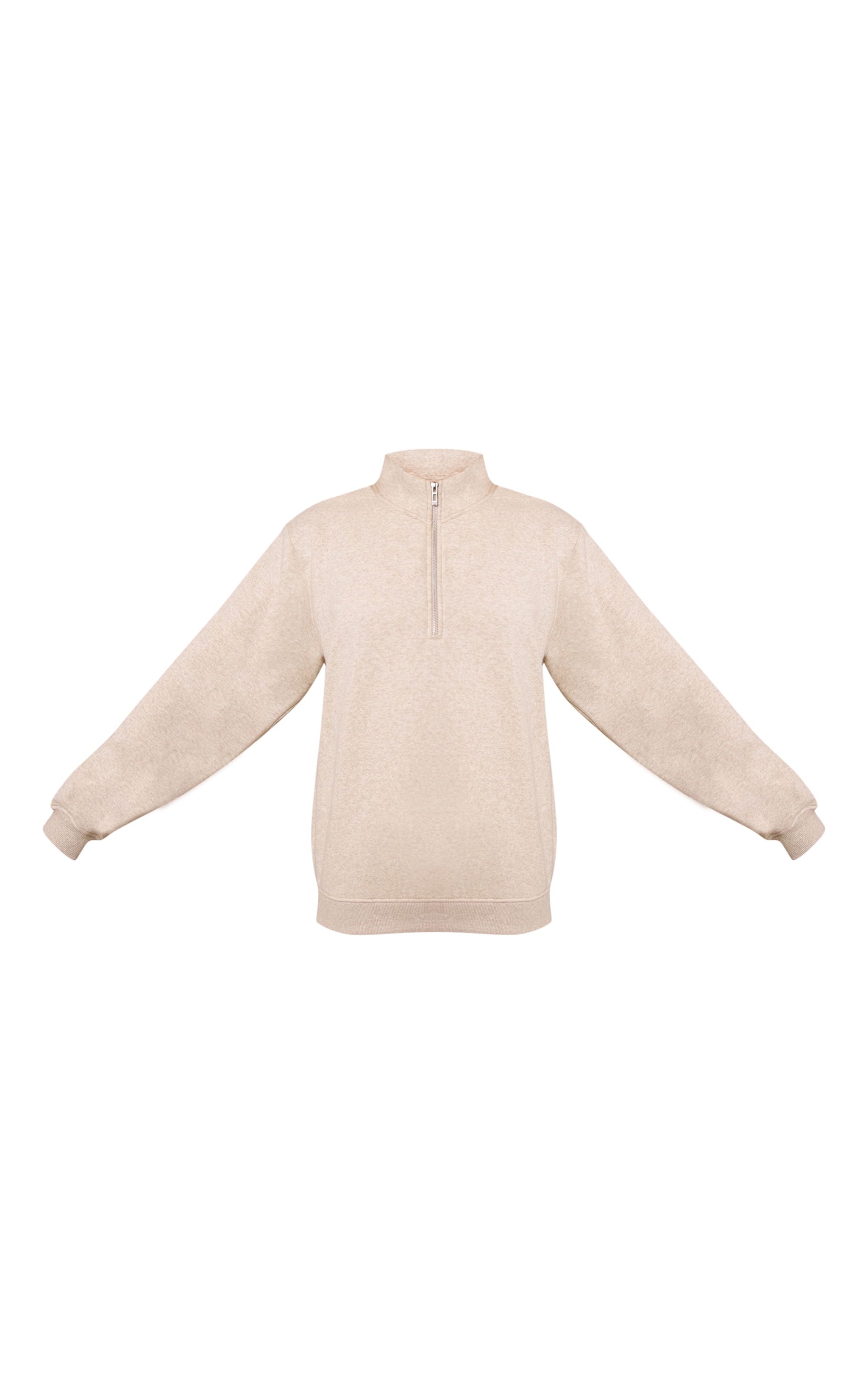 Sweat en coton polaire avoine à quart de zip image 5