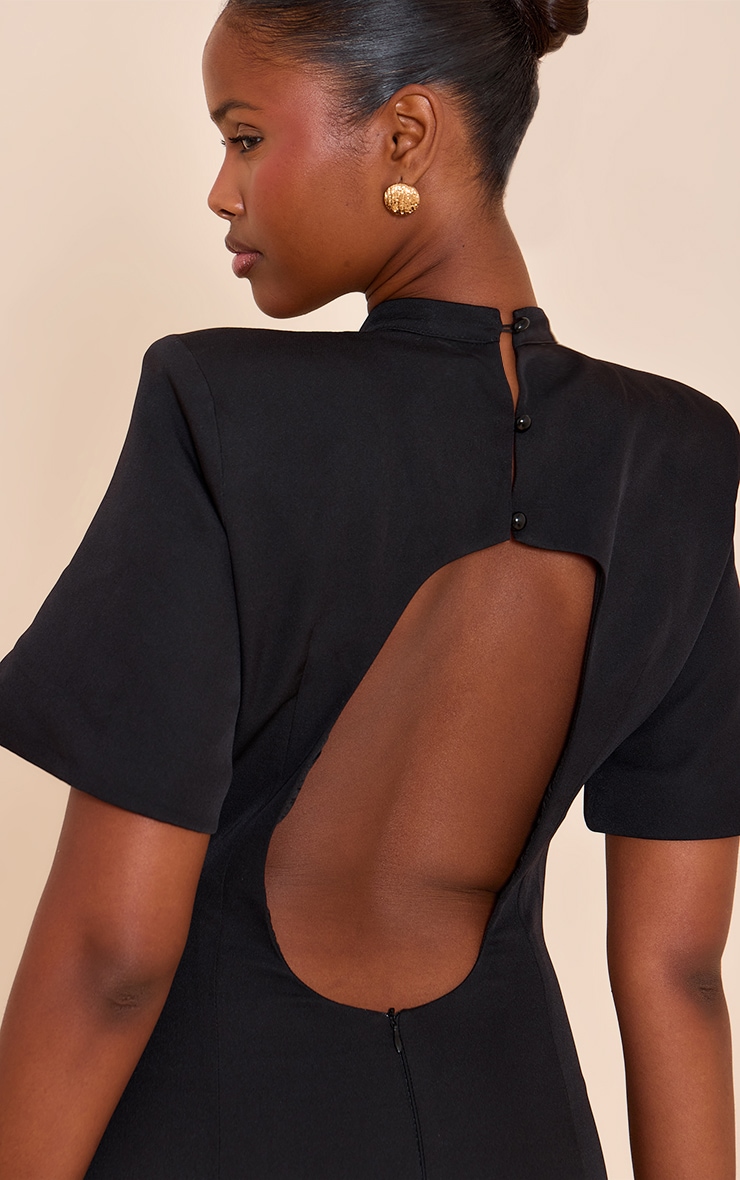 Mini robe cintrée tissée noire à dos ouvert image 4