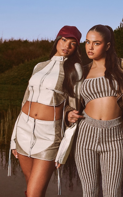 Micro jupe crème à zip