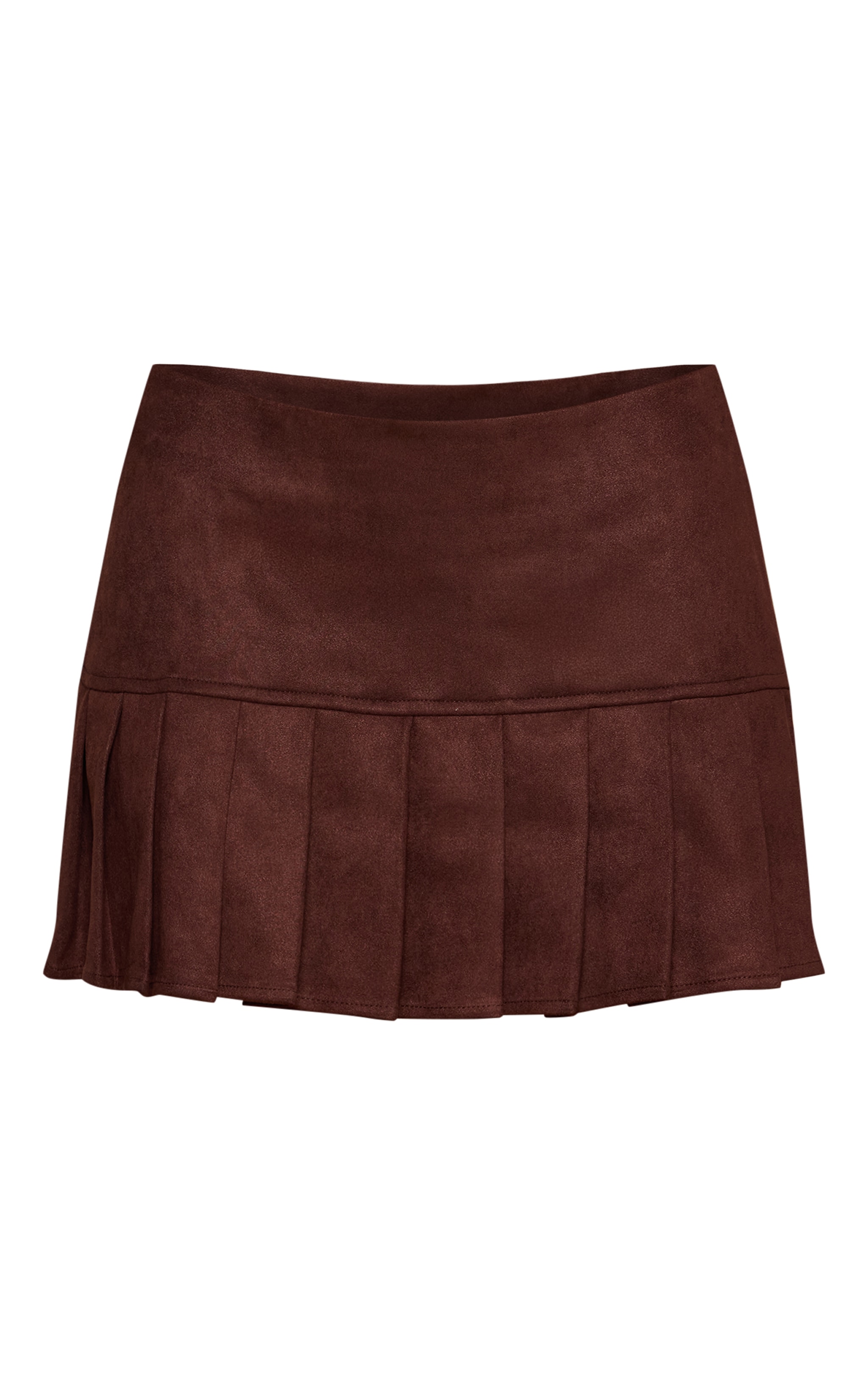 Dark Chocolate Faux Suede Pleated Mini Skirt  image 6