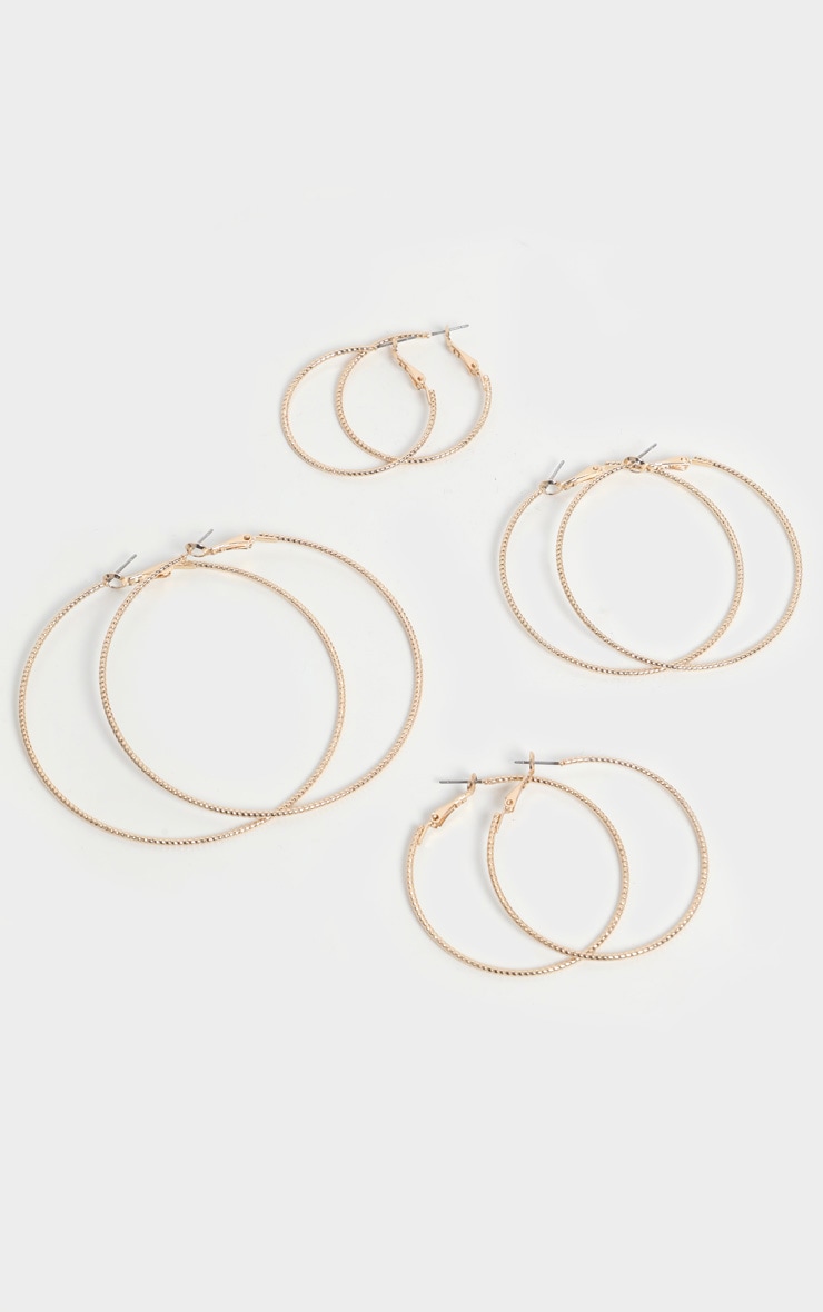 Lot de 4 paires de créoles à bords biseautés