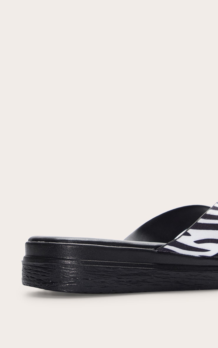 Zebra Faux Leather Toe Thong Platform Sandals | Footwear