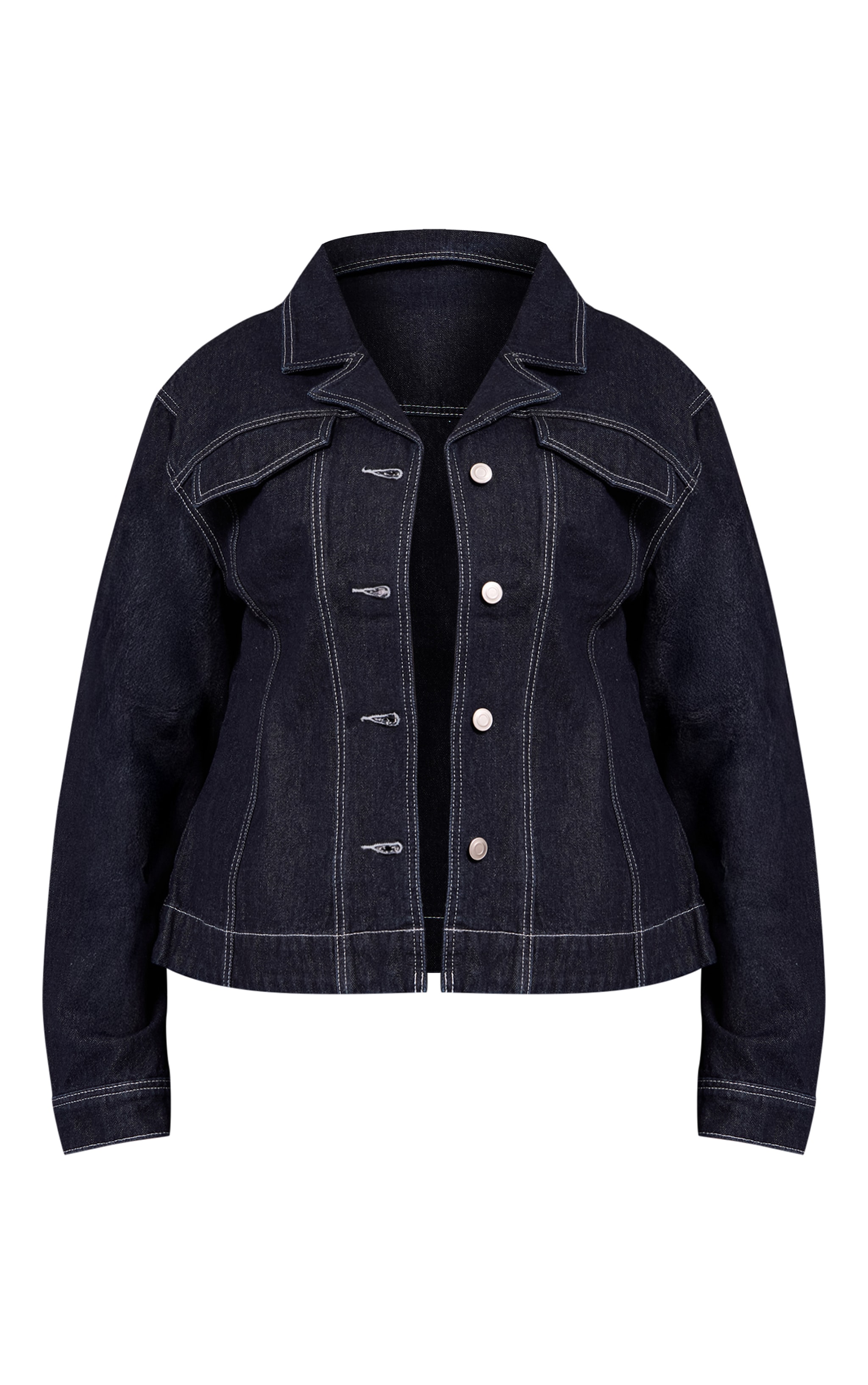 Plus Raw Indigo Cinched Waist Denim Blazer image 5