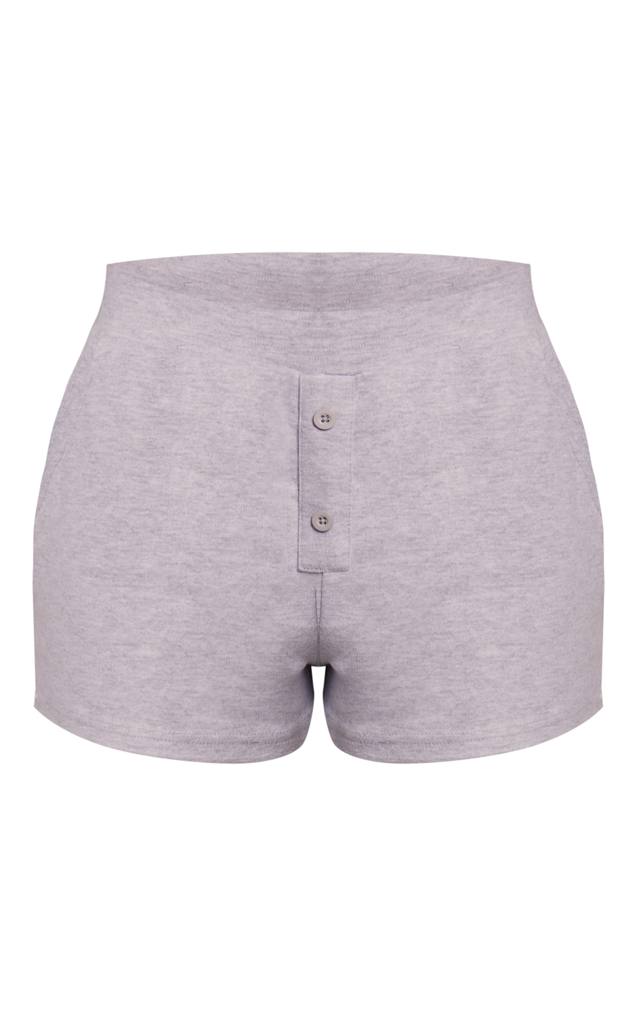 Ash Grey Button Detail Soft Touch Shorts image 6