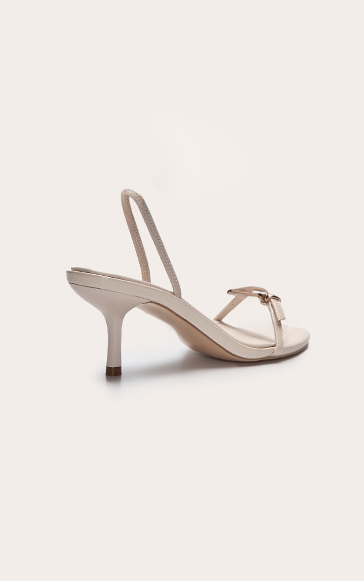 Cream Crinkle Buckle Sling Back Round Toe Heeled Sandal image 4