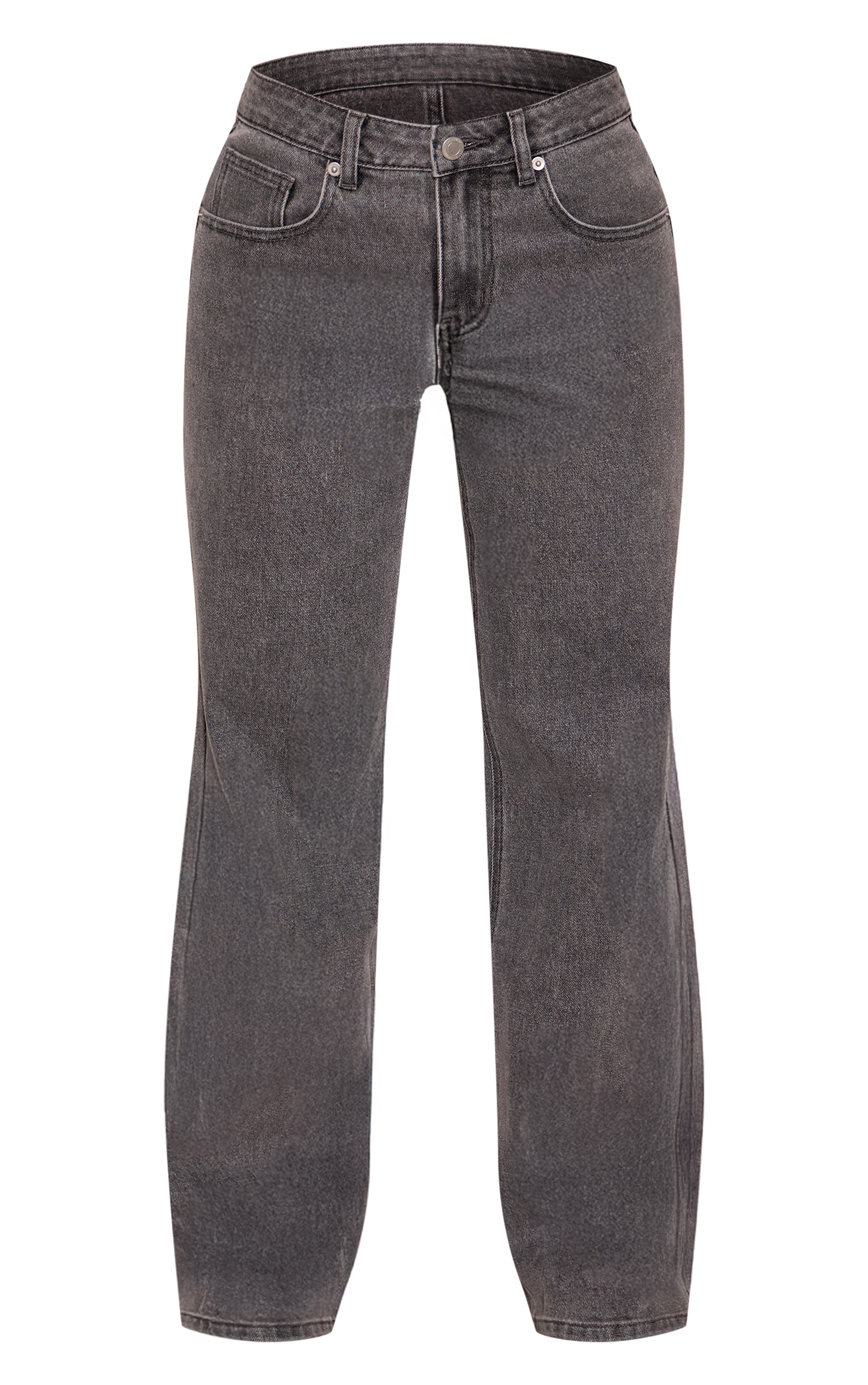 Petite Washed Grey High Waist Straight Leg Stretch Jeans image 5